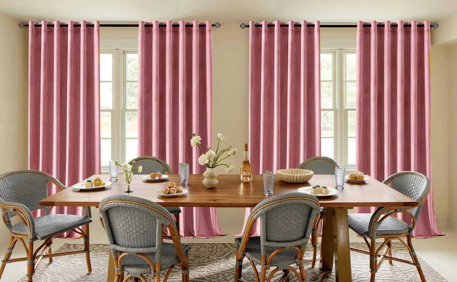 Thumbnail 2 de Woaboy Velvet Curtains 90 Drop Blush Pink