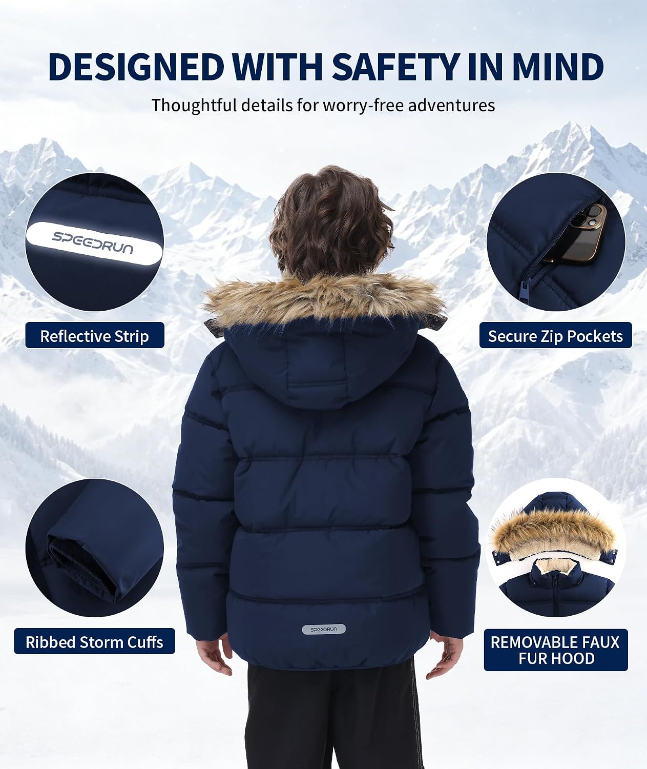 Detalle de GEEK LIGHTING Kids' Puffer Jacket with Sherpa Lining