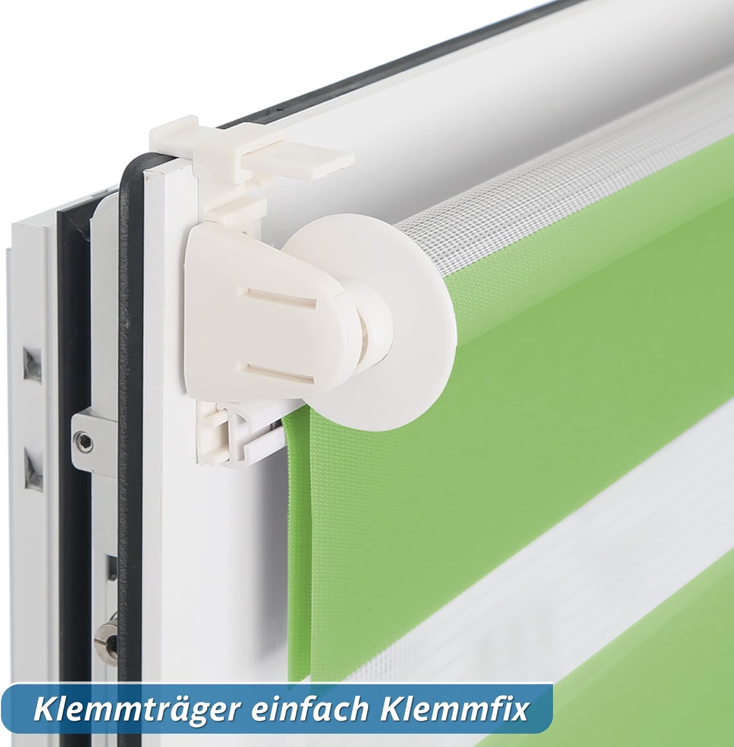 Thumbnail 2 de bobodeco Doppelrollo klemmfix ohne Bohren – Duo Rollos für Fenster mit Klemmträger, Grün, 60 x 150 cm (Stoffbreite 60 cm)