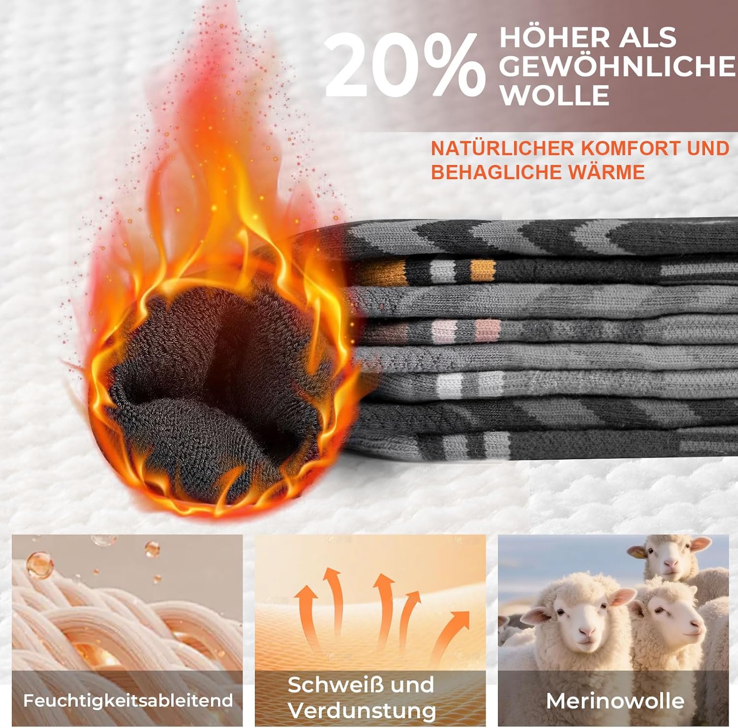 Thumbnail 6 de Rahhint Merinowolle Skisocken Thermosocken 35-5 2 Paar