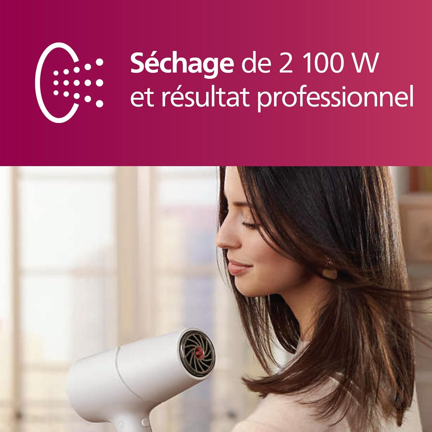 Detalle de Sèche-cheveux Philips 5000 Series, 2100 W, blanc ⚡