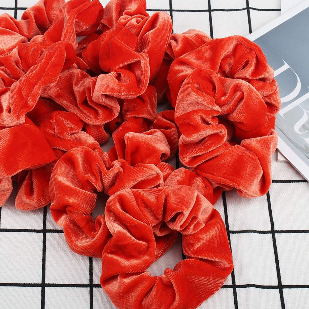 Detalle de Didder Didder-Beauty-EF283-7 Velvet Hair Scrunchies, 20-Piece Orange Set