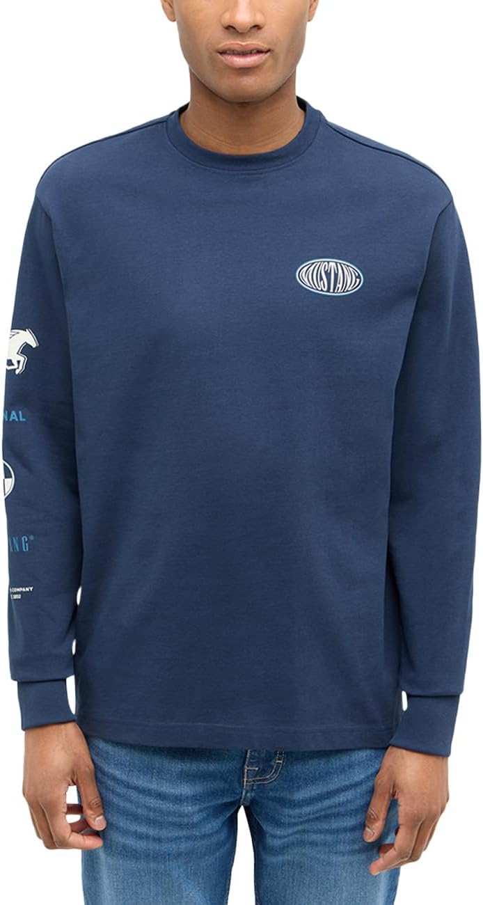 Detalle 2 de MUSTANG Herren Langarm-Shirt Sweatshirt – Robust, Allrounder für Alltag und Freizeit