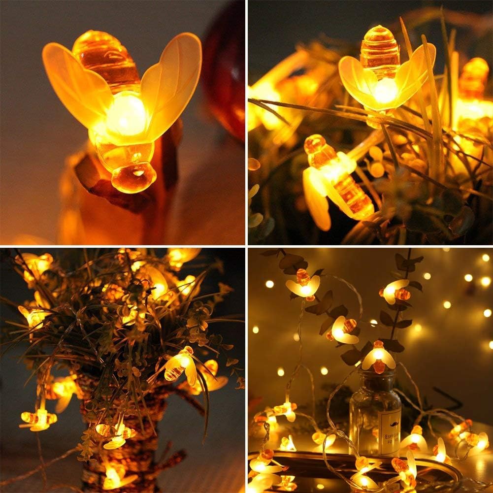 Thumbnail 4 de [50 LED] Solar-Lichterkette außen 7 m mit 8 Modi – warme Bienenlichter für Garten, Terrasse & Parties