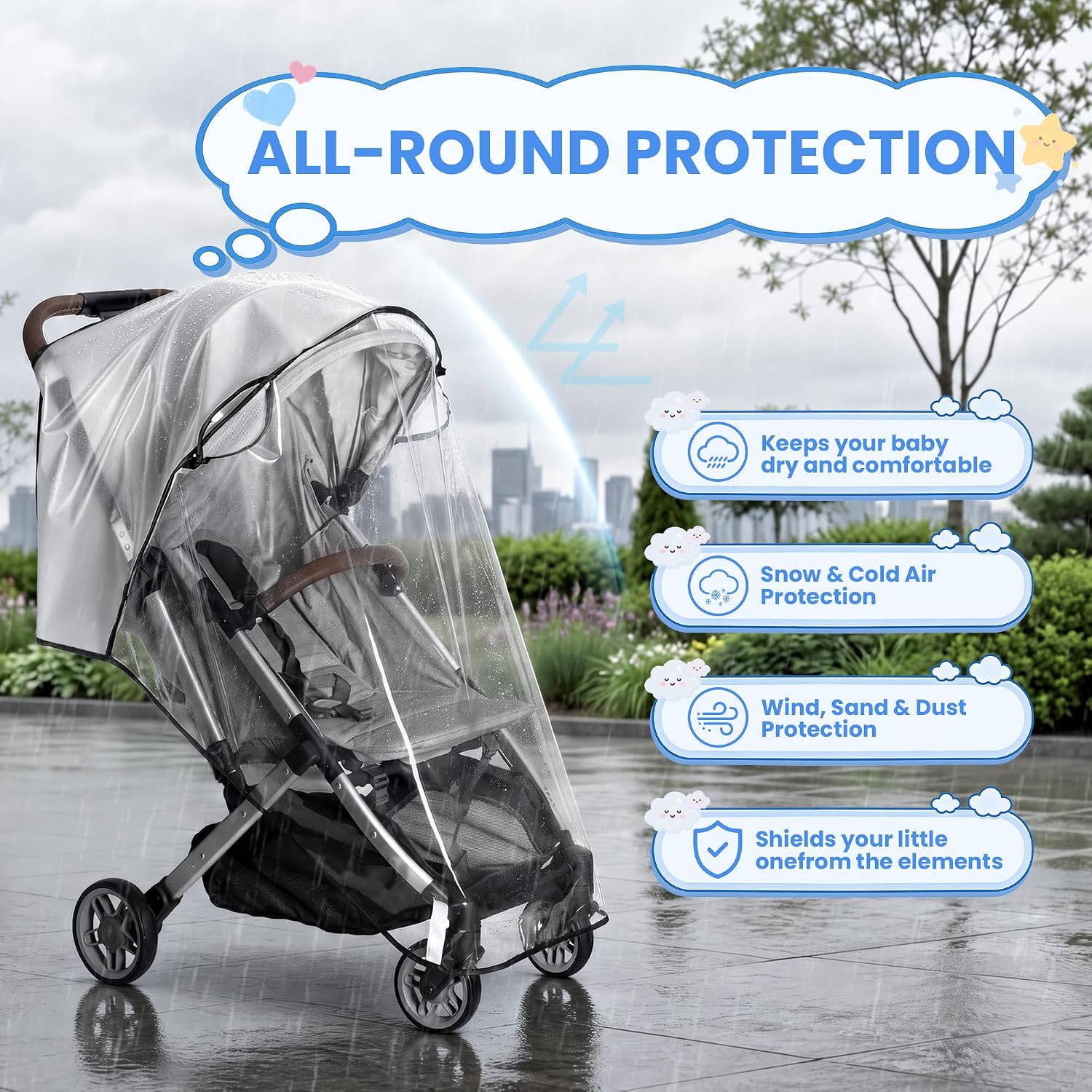 Thumbnail 4 de Bemece Universal Pushchair Rain Cover 🌧