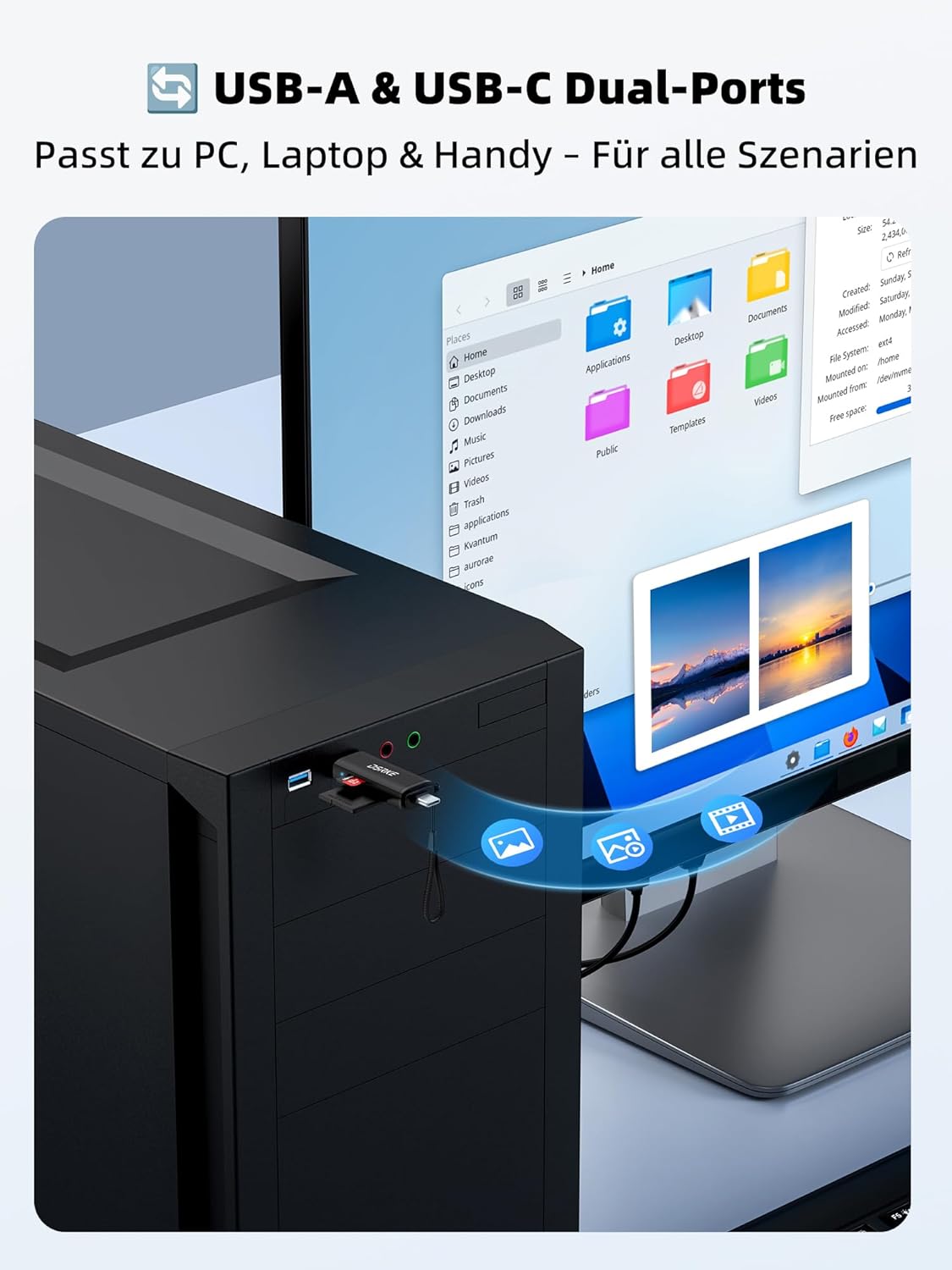 Thumbnail 6 de DSRKE SD Kartenleser USB 3.0 & USB-C