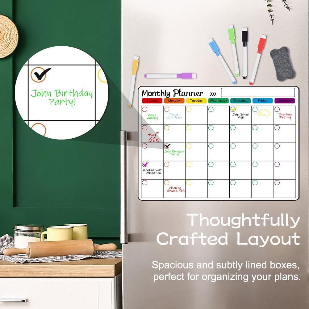 Detalle 2 de OFFCUP magnetische koelkastplanner, A3 maand-, week- en dagplanner