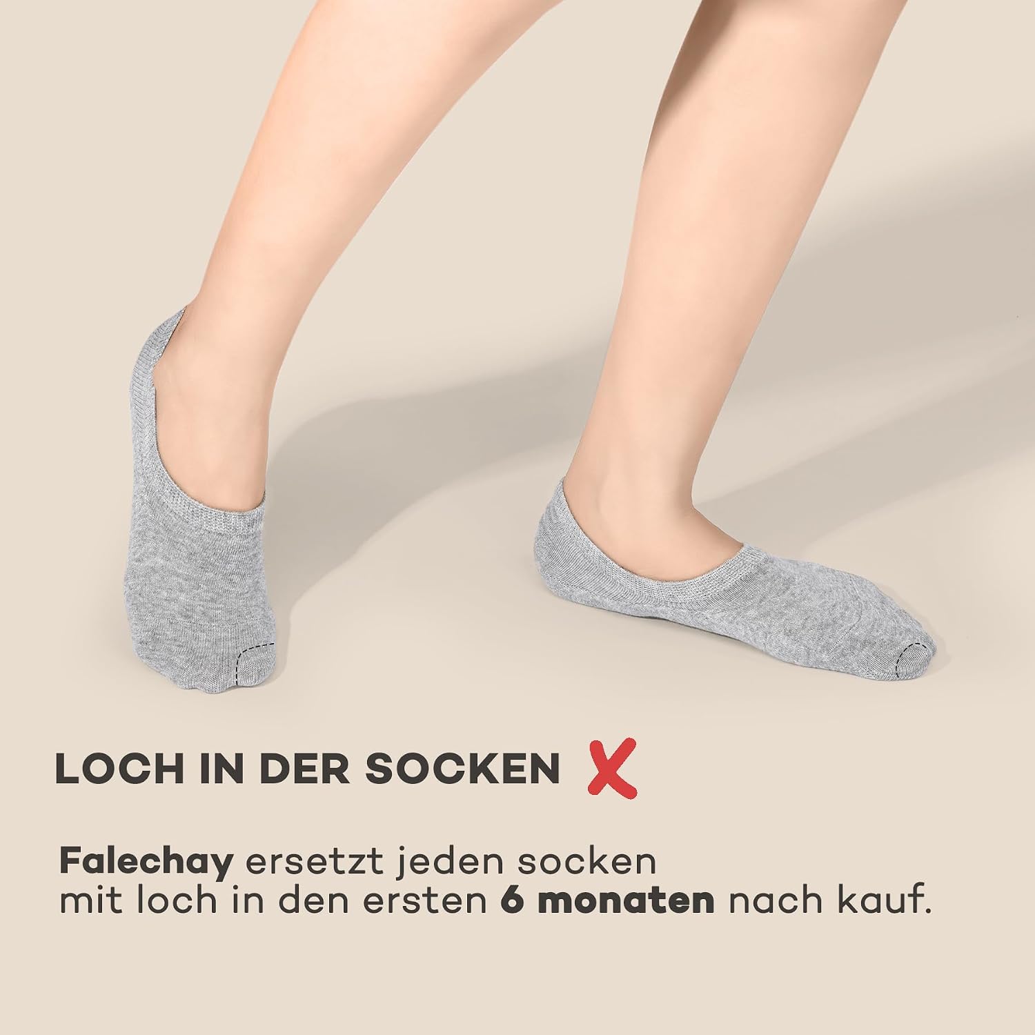 Detalle de Falechay Sneaker Socken Damen Füßlinge – 8 Paar No Show Unsichtbare Sneaker-Socken, Schwarz/Weiß/Grau/Hautfarbe