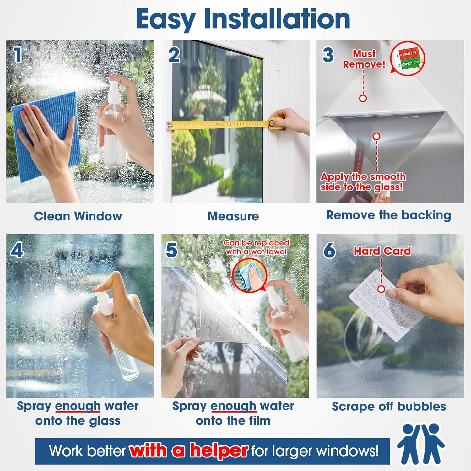 Thumbnail 6 de Lifetree Reflective One Way Window Film Privacy (Silver, 90 x 200cm) for heat control and UV anti-glare