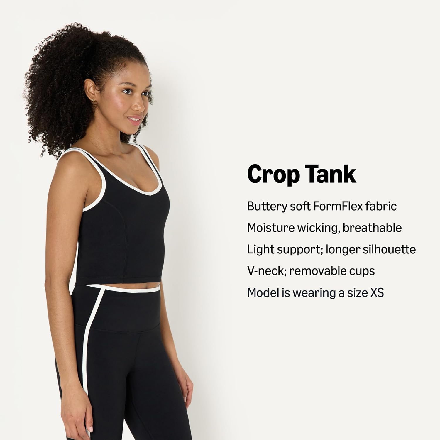 Detalle de Amazon Essentials Women's Active FormFlex Buttery Soft Light Support Crop Tank with Bra