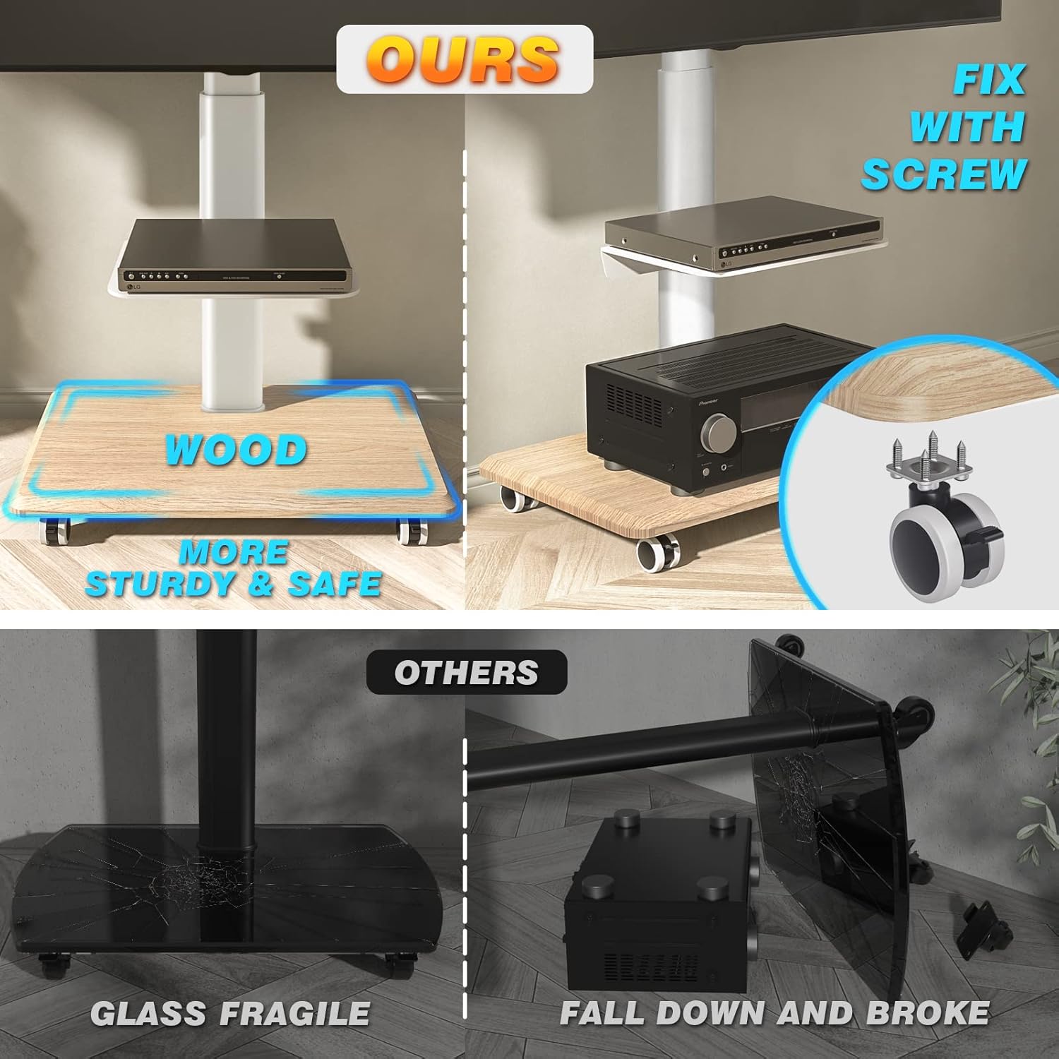 Detalle 2 de RFIVER TV Rollwagen für 35 kg, VESA 400x400