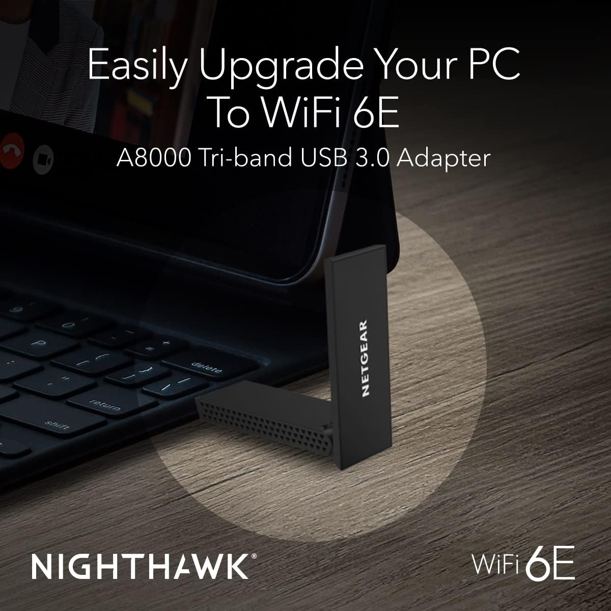 Thumbnail 1 de NETGEAR Nighthawk WiFi 6E USB 3.0 Adapter (A8000) – AXE3000 tri-band WiFi 6E dongle for Windows PC