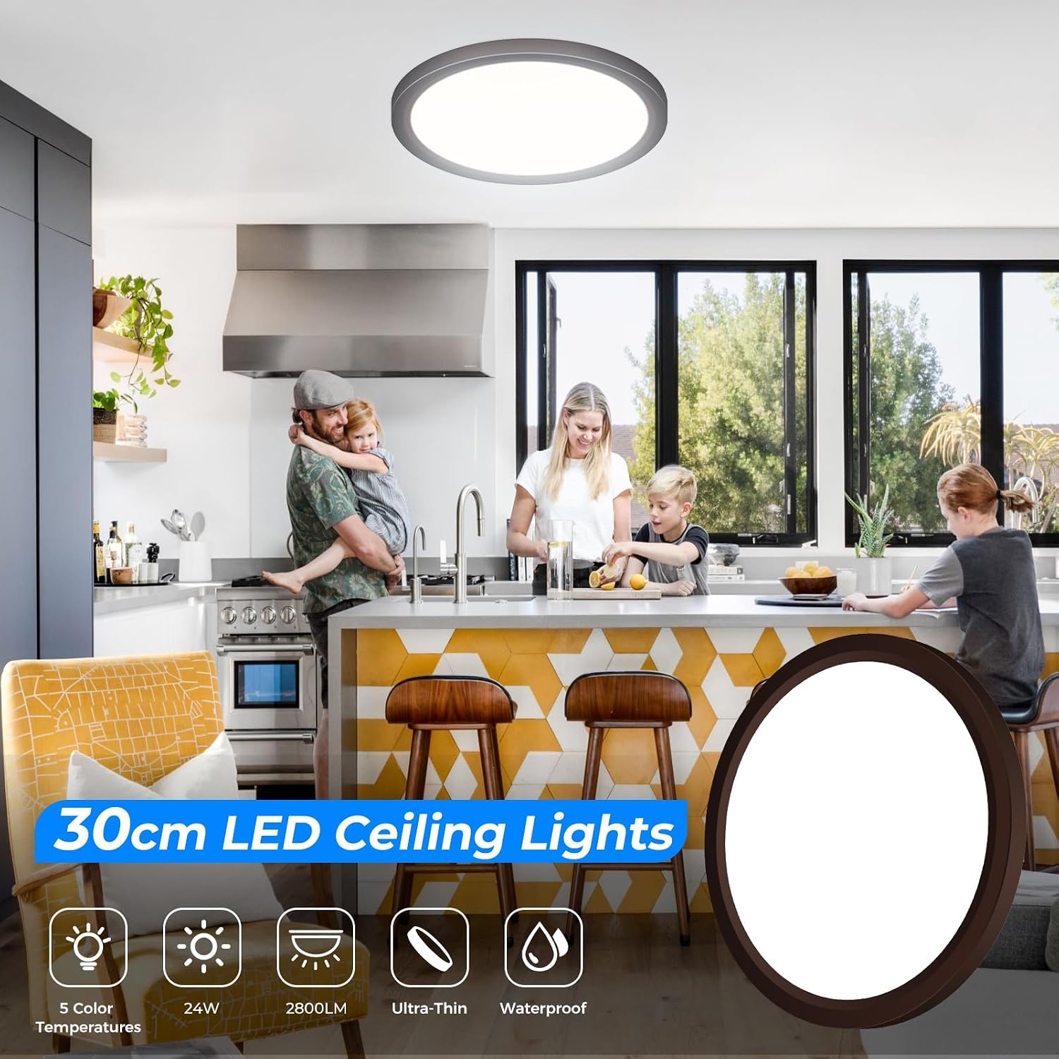 Detalle de Peasur Deckenlampe LED Flach 18W