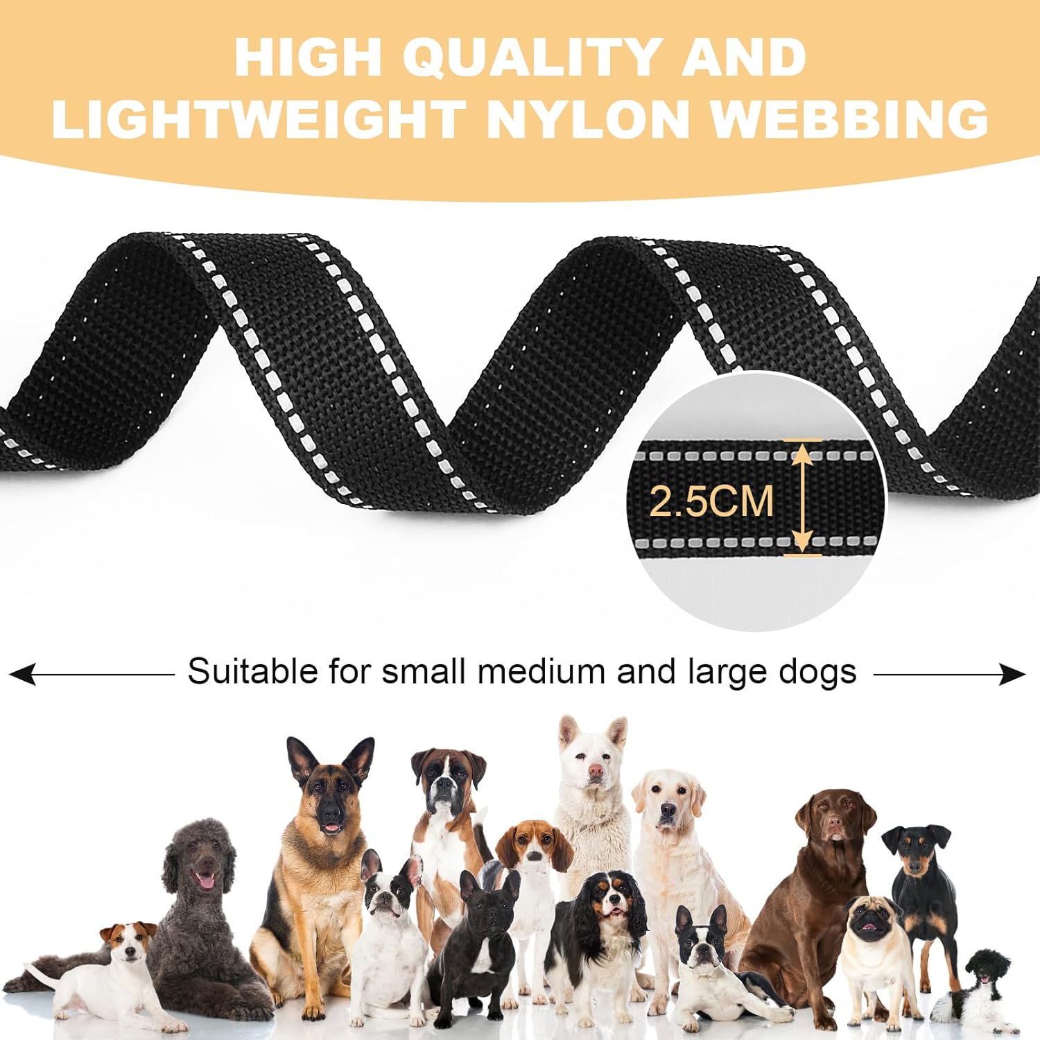Thumbnail 4 de Long Line Dog Training Lead 3m–20m Reflective Nylon Leash with Padded Handle