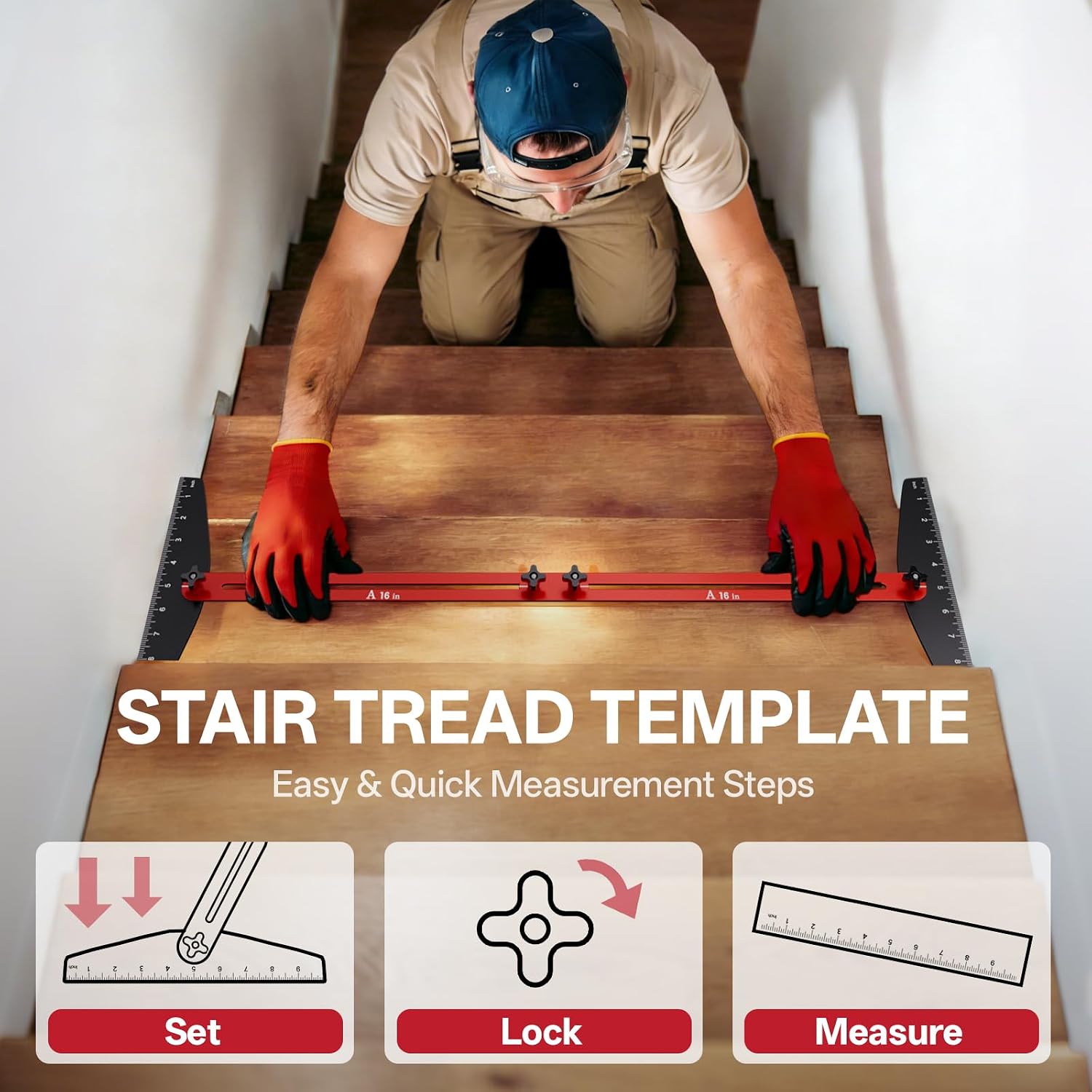 Detalle 2 de Brizago STG-RG Stair Tread Measuring Jig, Adjustable 10–67 Inches