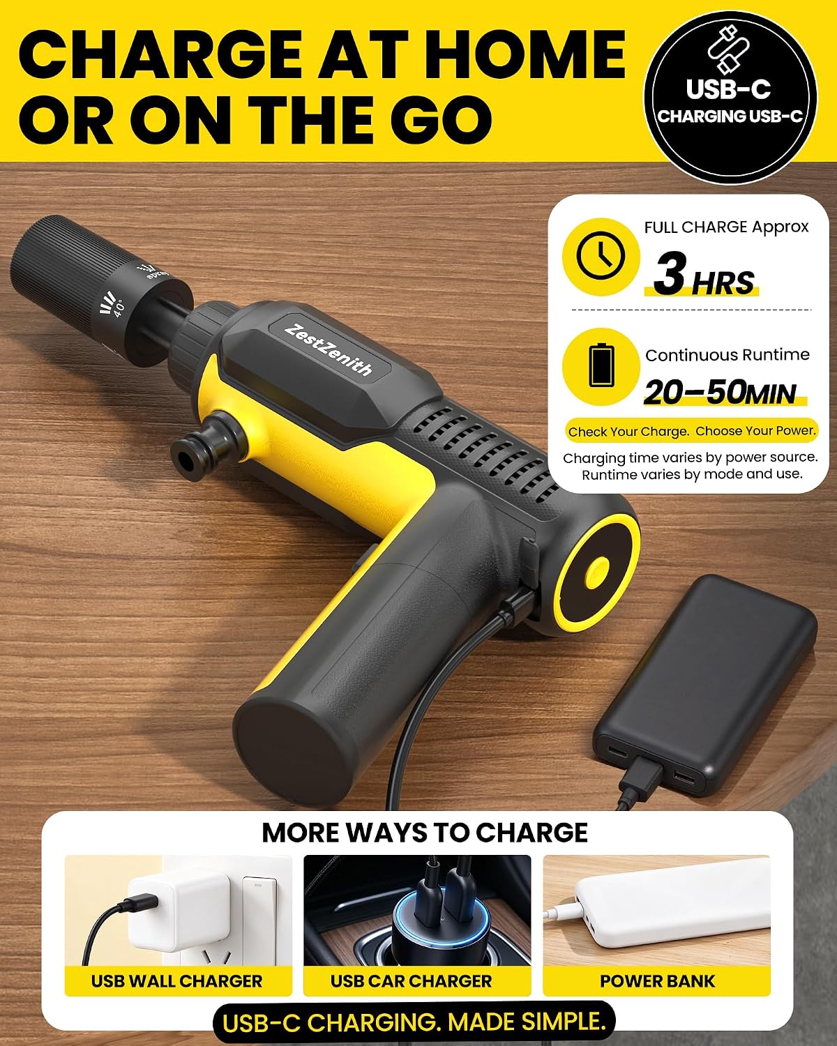 Thumbnail 5 de ZestZenith Foldable Cordless Pressure Washer, 1280 PSI, 5-in-1 Nozzle