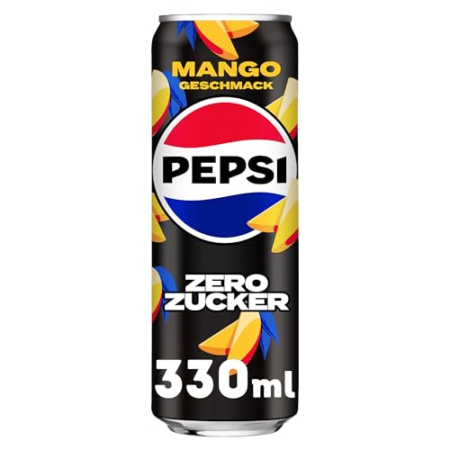 Detalle 1 de Pepsi Zero Mango – koffeinhaltiges Cola-Erfrischungsgetränk mit Mango-Geschmack, Zuckerfrei, 24 x 0,33 l
