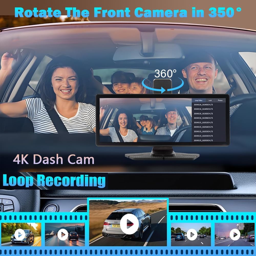 Detalle 2 de Pantalla CarPlay 10,26" 4K con dash cam 360°
