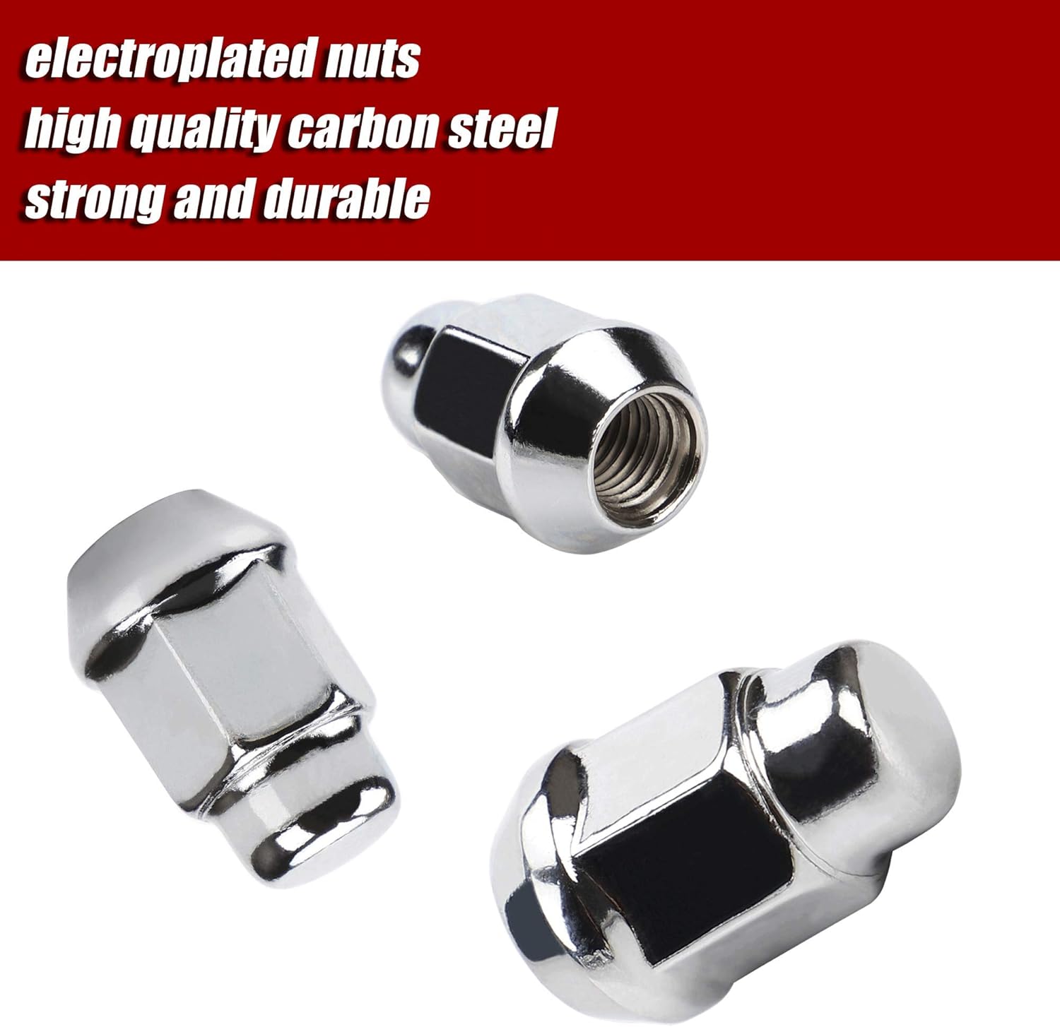 Thumbnail 1 de 12x1.5 Wheel Lug Nuts (20-Pack) Chrome Closed-End Bulge Acorn, 60° Cone Seat, 19mm Hex