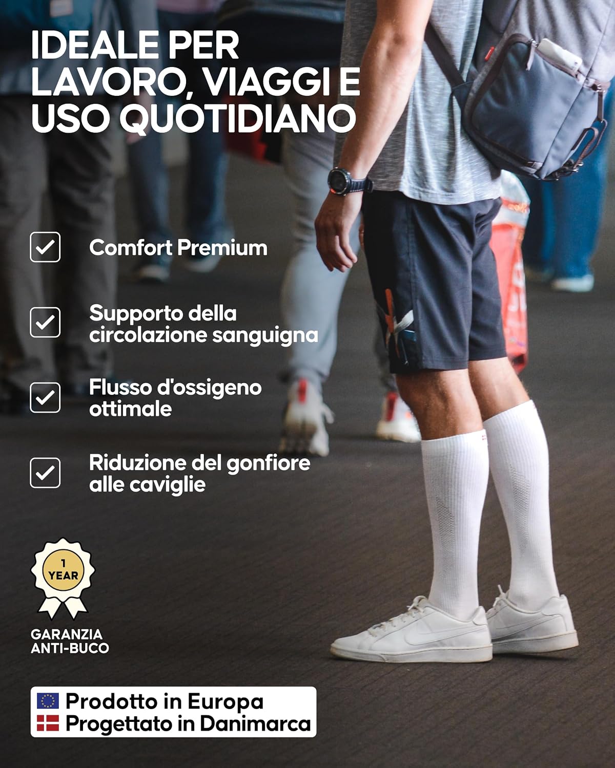 Thumbnail 2 de Danish Endurance Calze di contenzione in cotone biologico 14-18 mmHg (14–18 Mmhg), uomo e donna, 1 paio