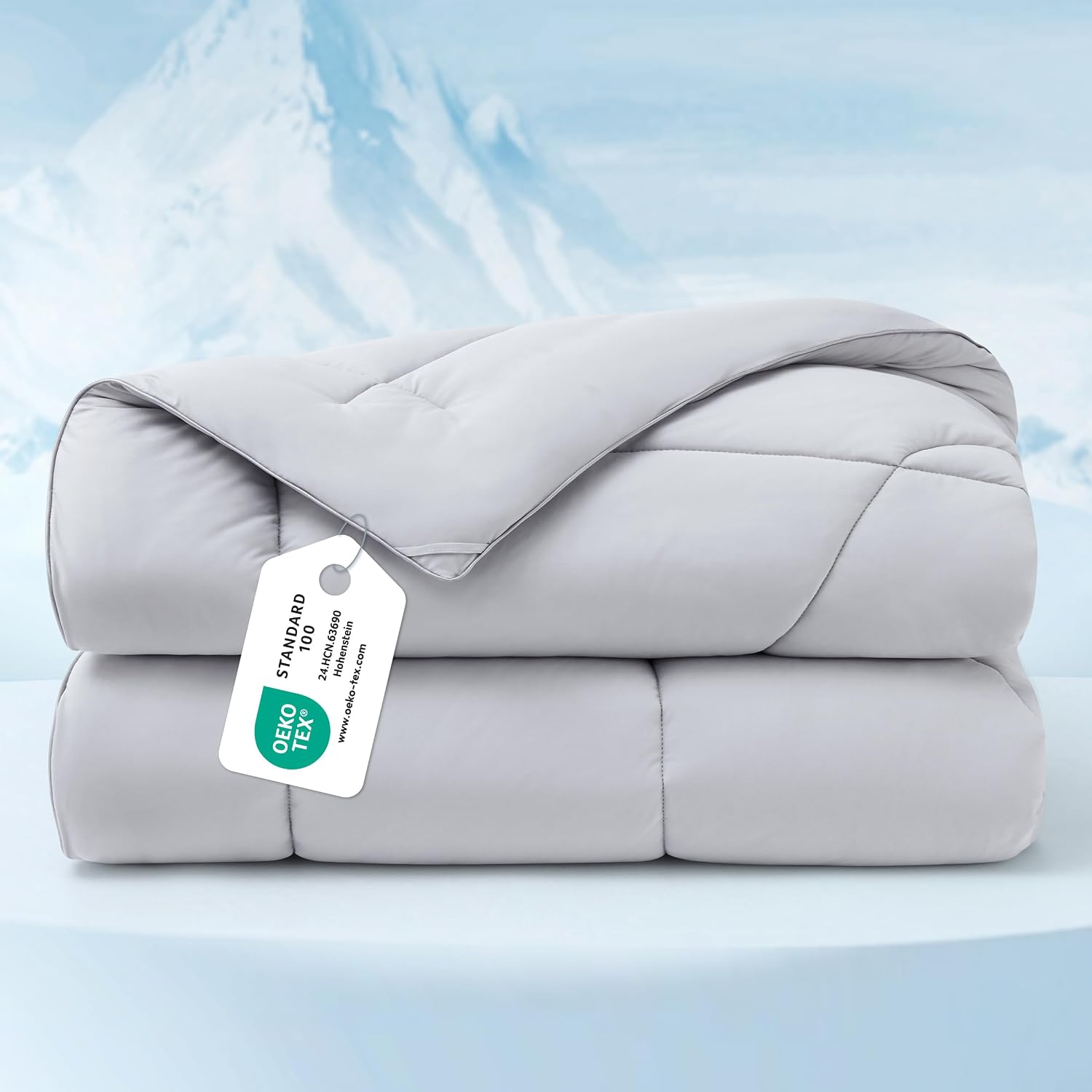 Detalle de BEDSURE Kühldecke Doppelseitig Sommerdecke 135x200 – Arc-Chill Kühltechnik, Q-Max > 0,4, OEKO-TEX, Grau