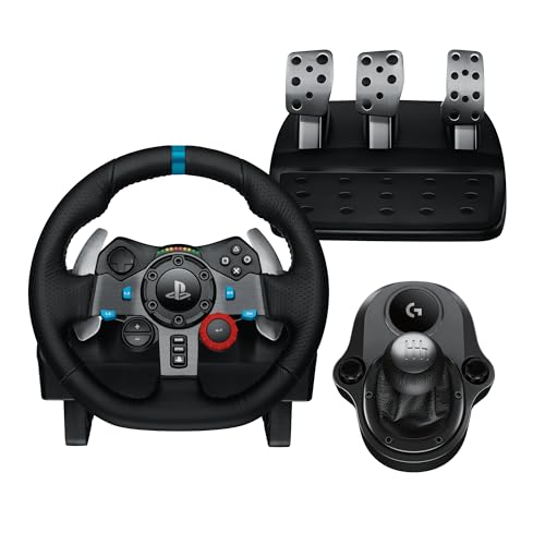 Detalle de Logitech G29 Driving Force Racing Wheel, Pedals, and Shifter — Real Leather, Force Feedback, for PS5, PS4, PC, Mac