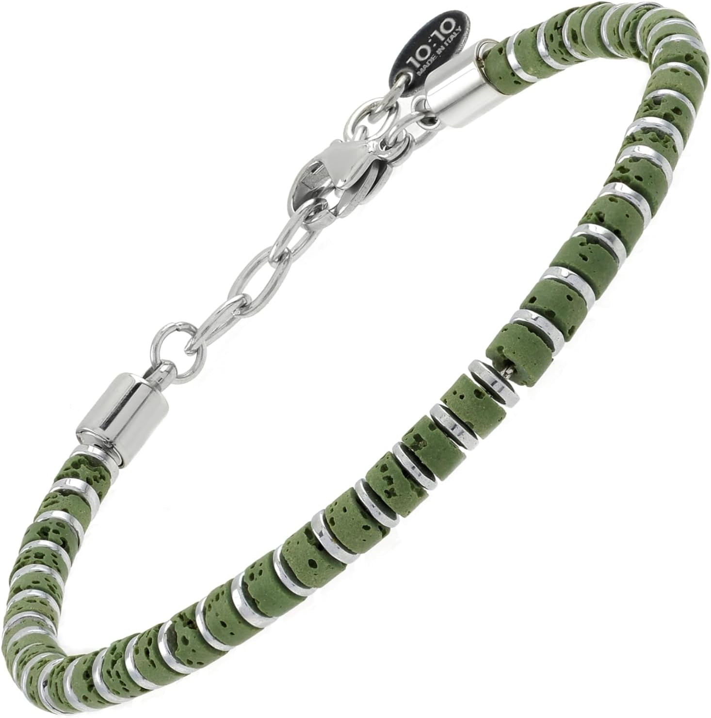 Thumbnail 3 de 10:10 Bracciale e Collana Uomo Donna Lava Naturale ed Ematite 4mm – Regolabile, Acciaio Inox, Confezione Regalo – Made in Italy