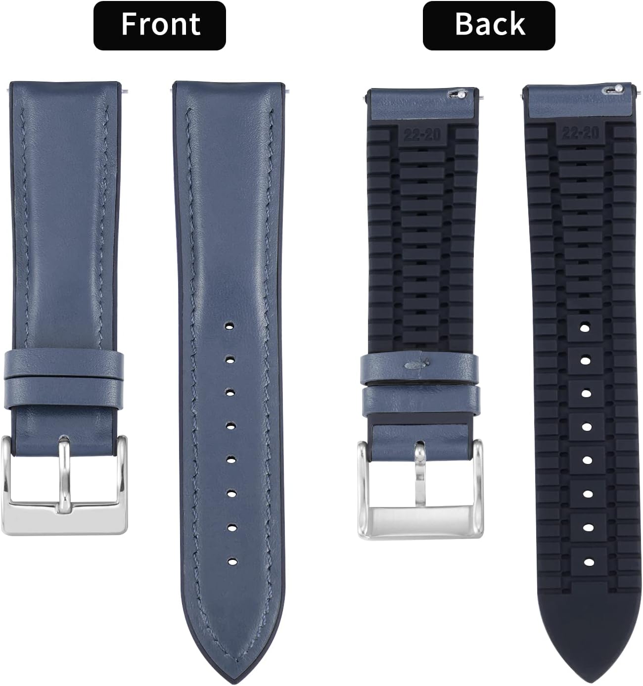 Thumbnail 1 de BINLUN Leder Silikon Uhrenarmband 14–22 mm