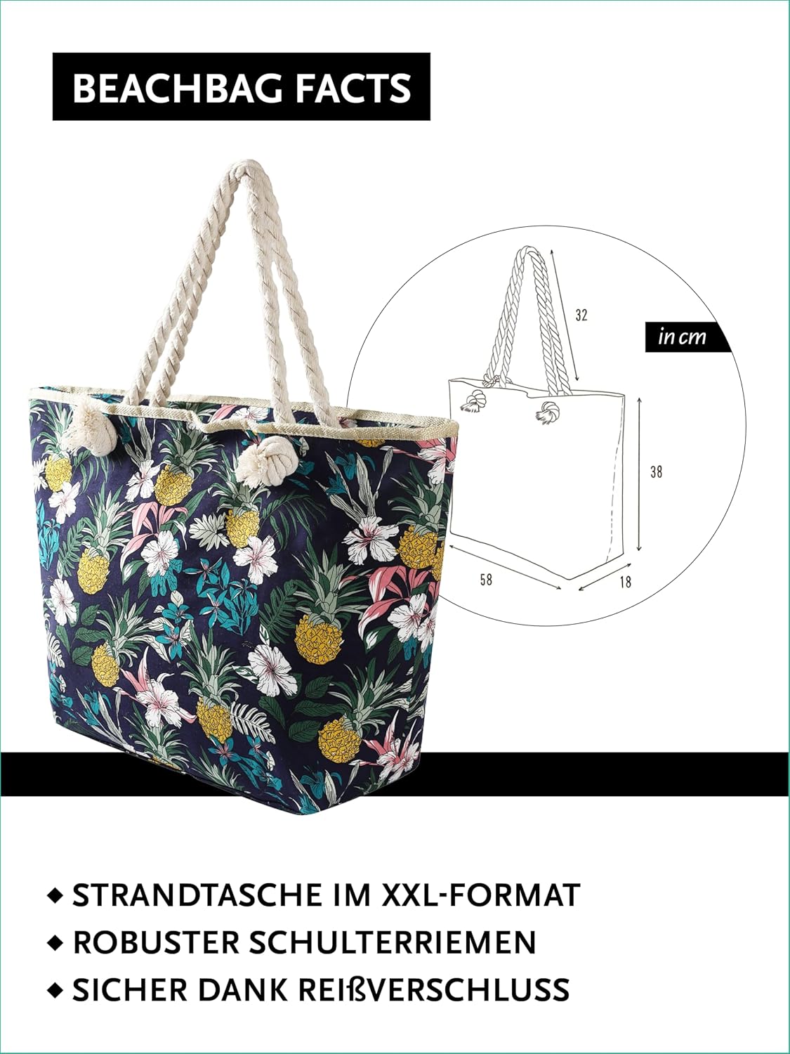 Detalle 2 de Strandtasche DonDon XXL Shopper 58 x 38 x 18