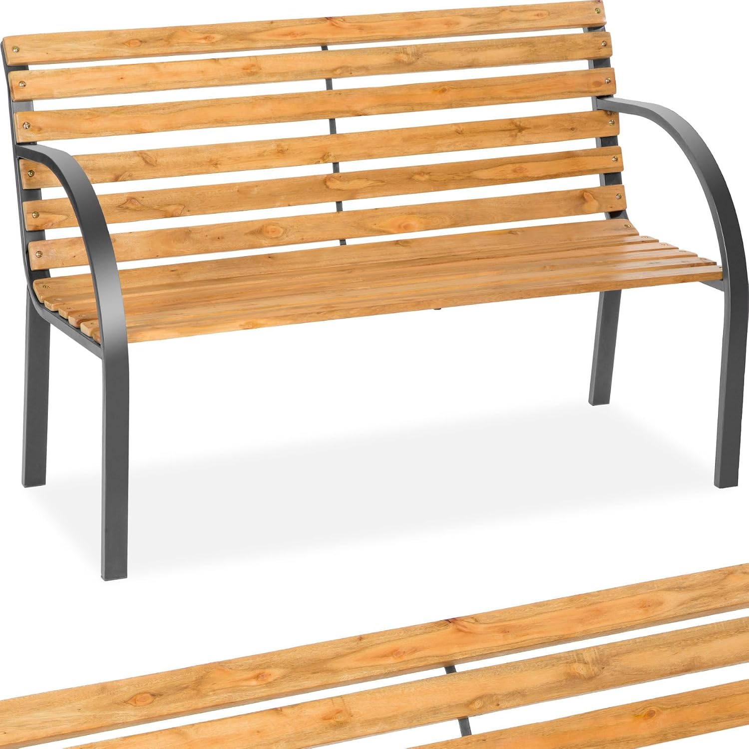 Detalle de tectake Michaela 401425-SE trädgårdsbänk, 2-sits i lackad kinagran