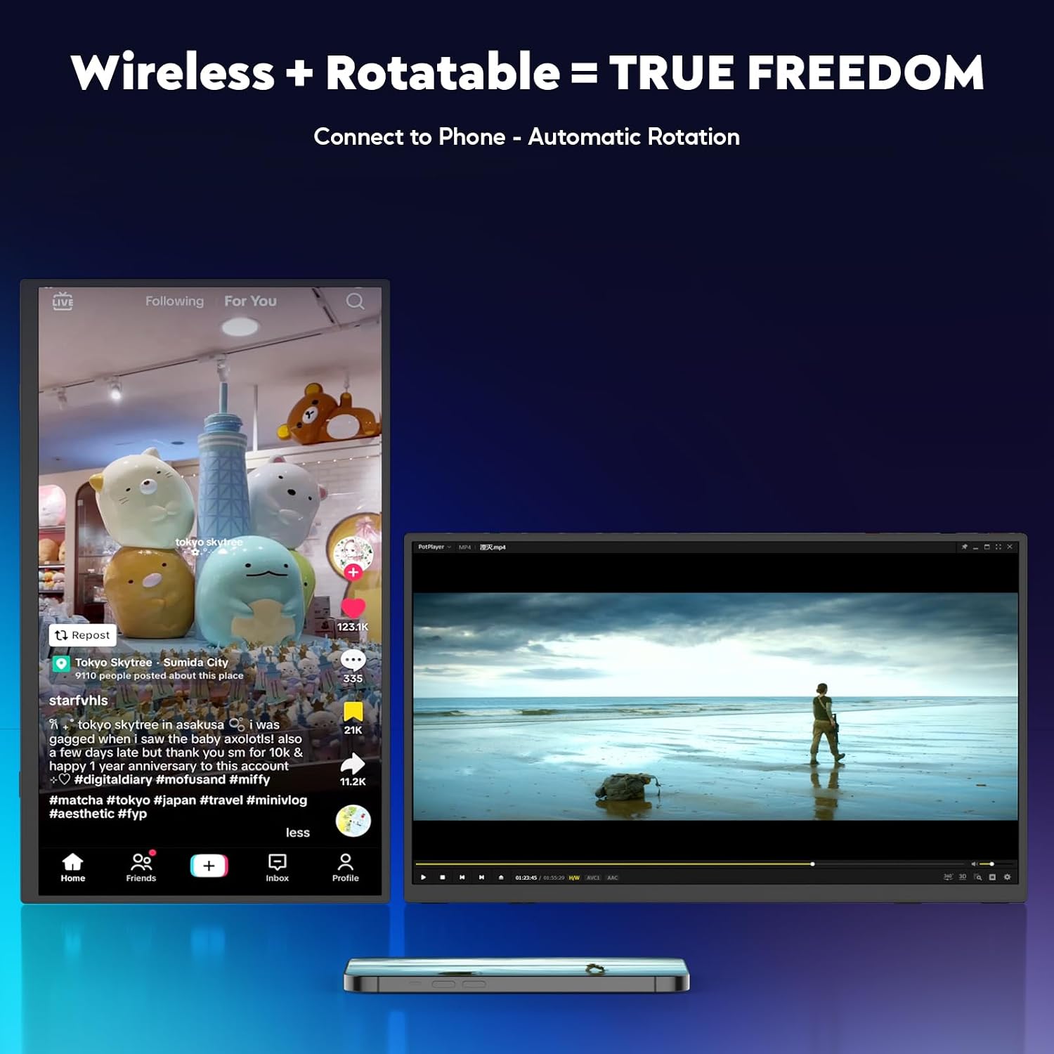 Detalle 1 de ZSCMALLS 15.6" 1080P IPS Wireless Portable Monitor (8000mAh) with AirPlay/Miracast