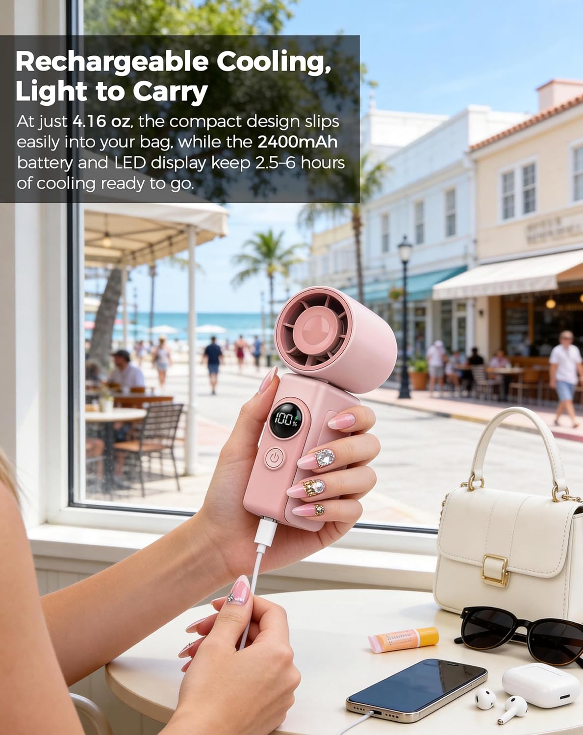 Thumbnail 6 de Hotsales Clip-On Portable Fan (13500 RPM) Rechargeable Mini Fan with LED Display, 360° Rotating Detachable Clip