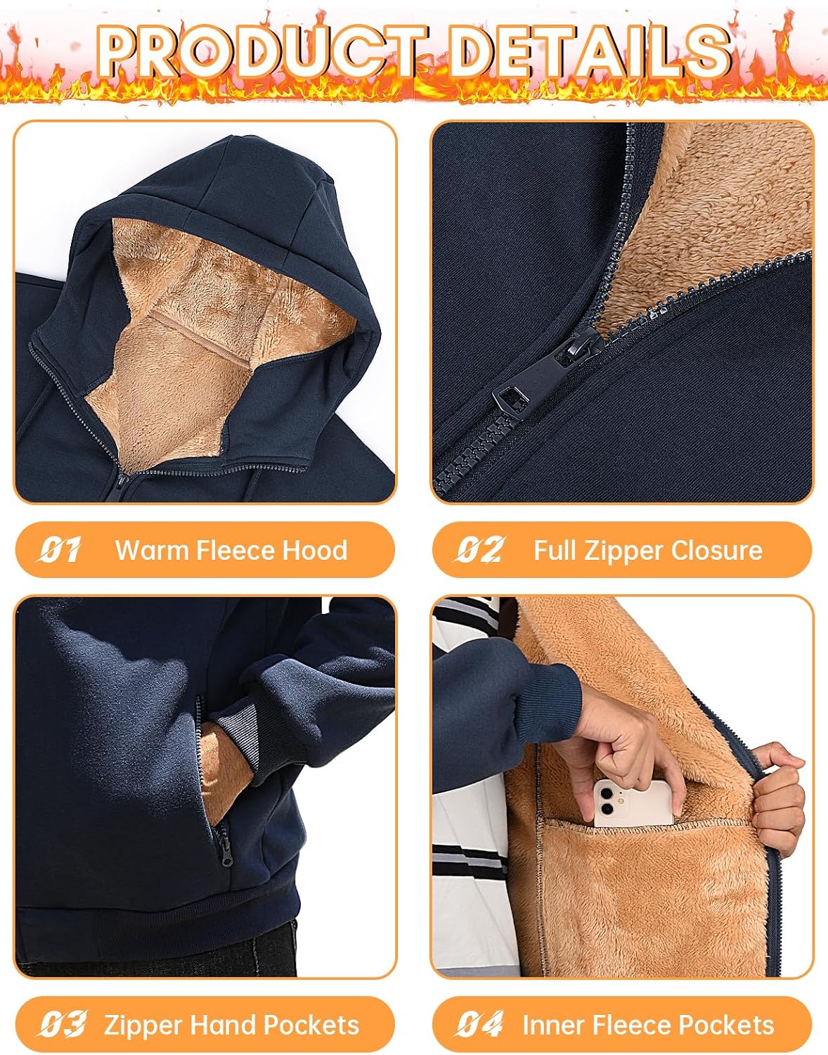 Thumbnail 6 de UMIPUBO hoodie homme chaud épais