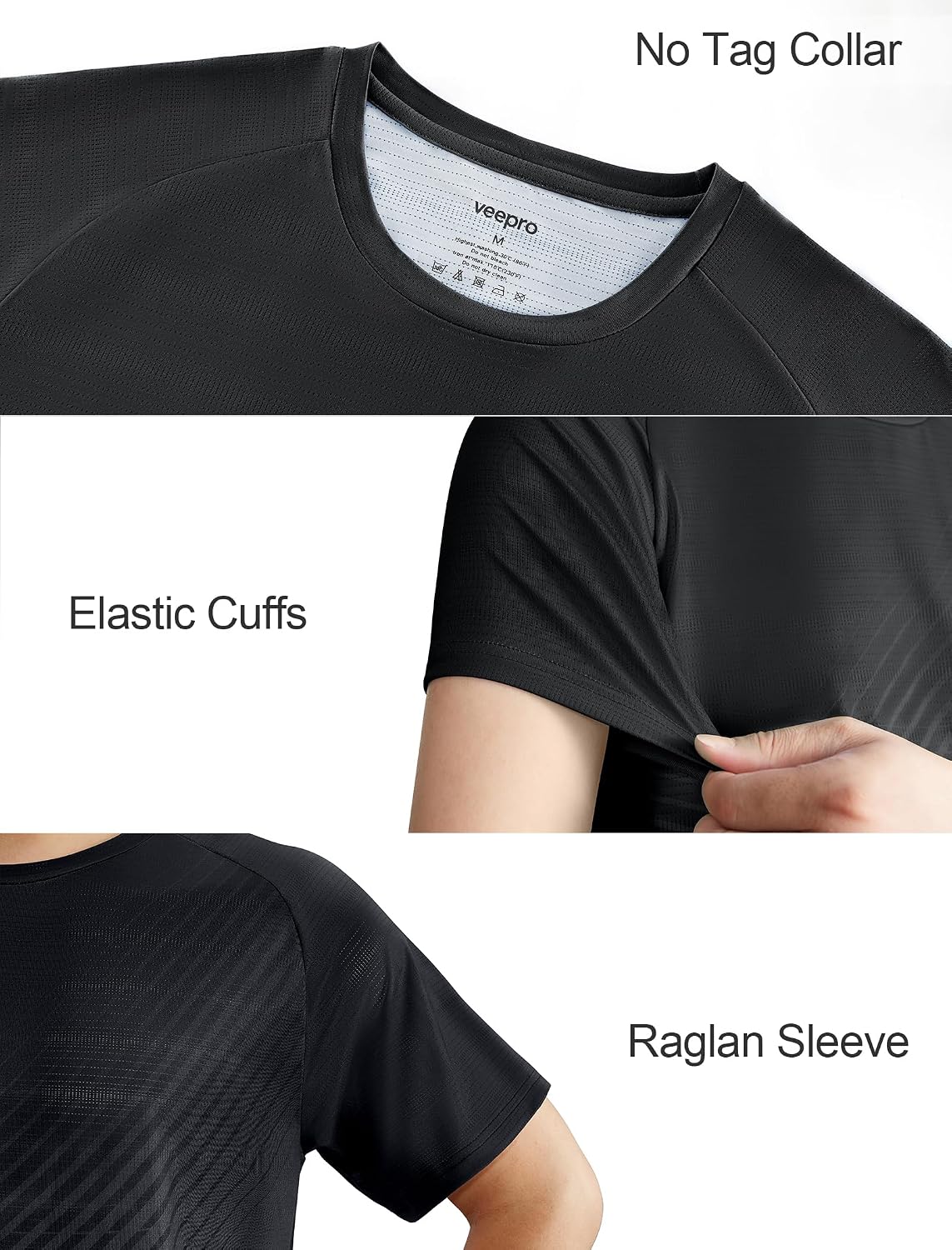 Detalle 2 de Men’s Gym & Running T-Shirts (Moisture Wicking, Quick Dry, Breathable Mesh) – Moisture Wicking Athletic Sport Tee
