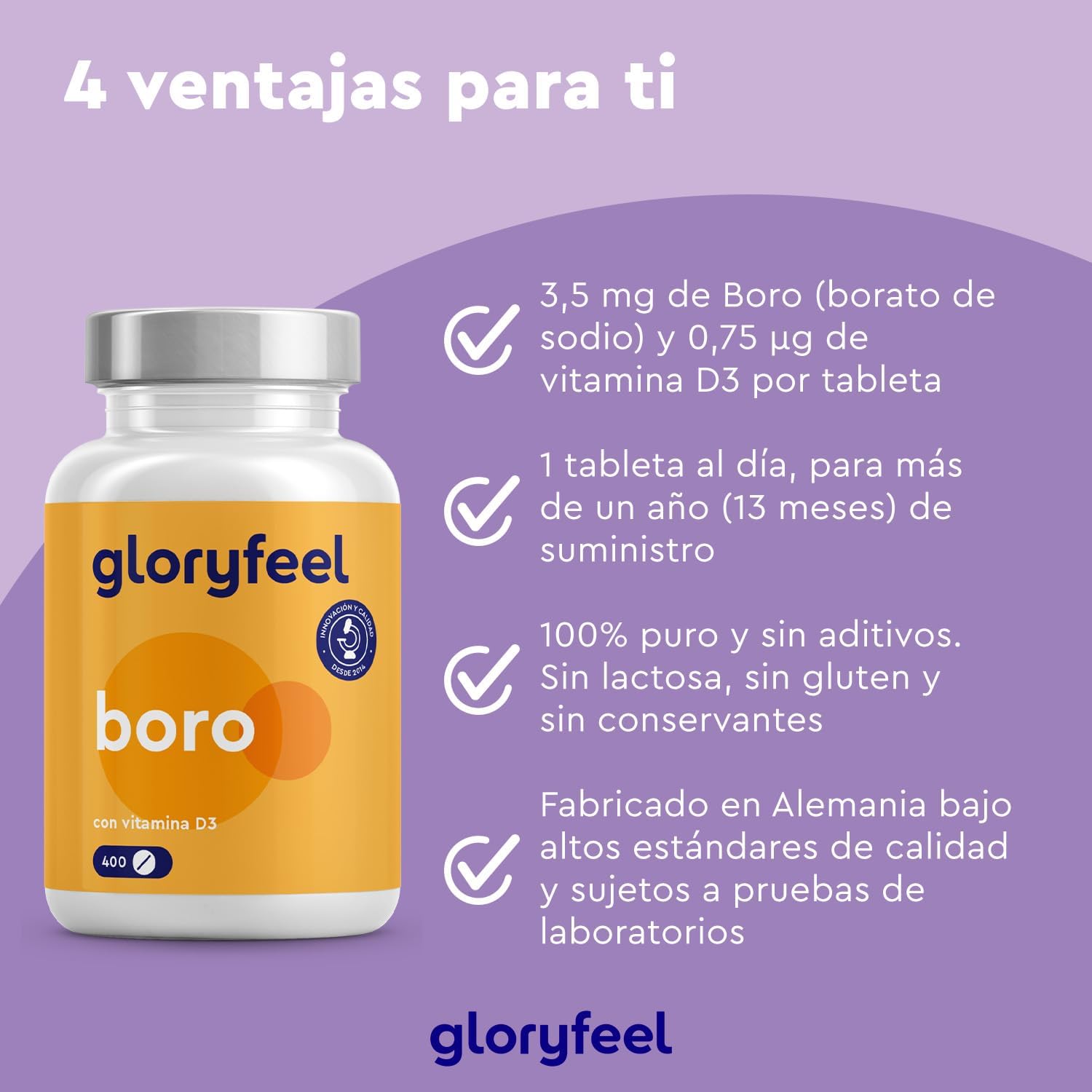 Detalle de Boro 3,5mg 400 tabletas para huesos y dientes
