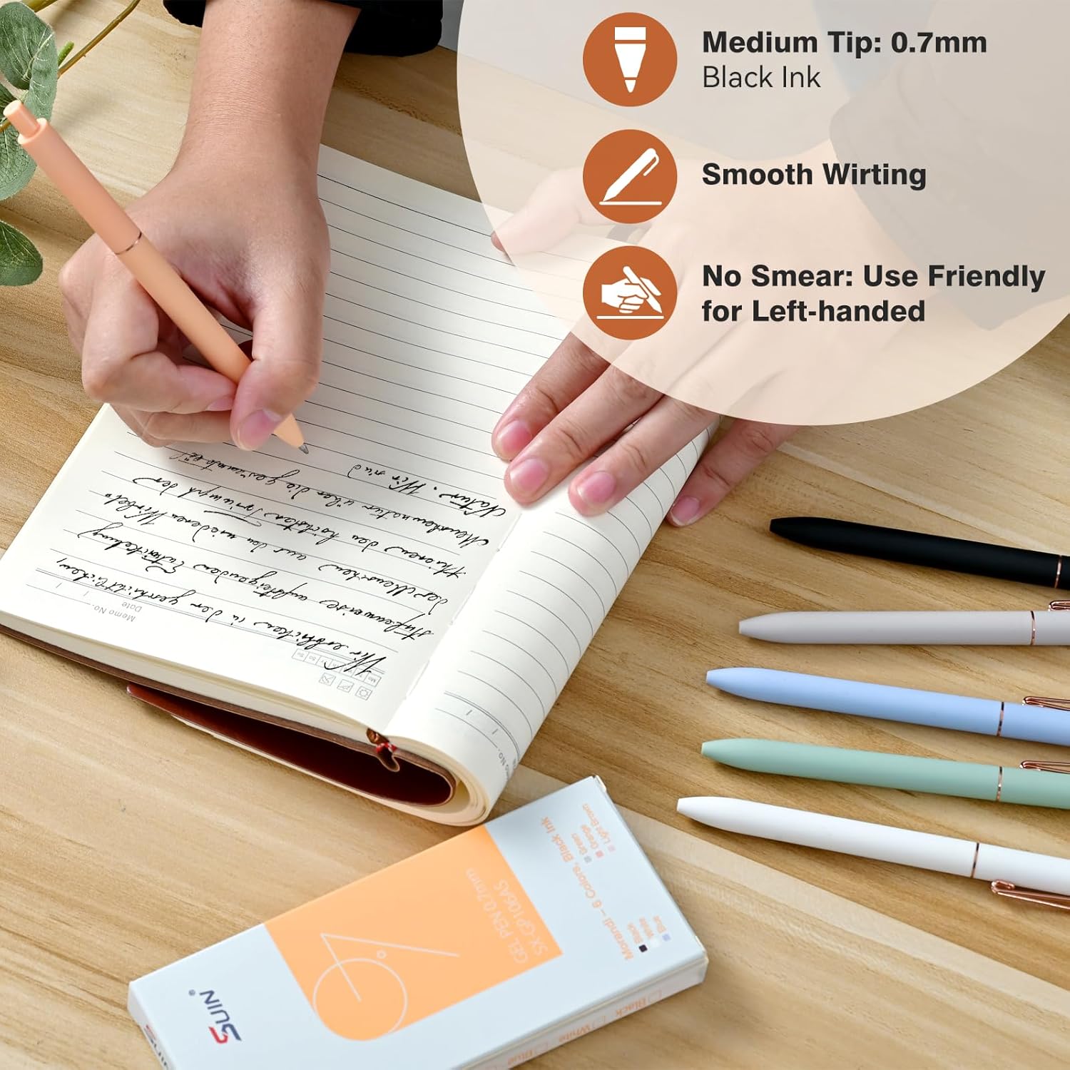 Thumbnail 4 de SUIN Premium Gel Pens - 6 Pack 0.7mm Black Ink, Medium Point Retractable Rollerball for Smooth Writing, Thoughtful Gift Set
SUIN Premium Gel Pens - 6 Pack 0.7mm Black Ink, Me…