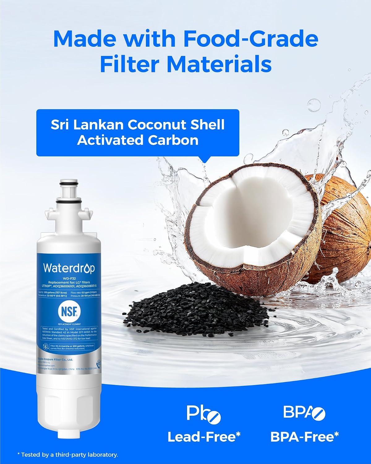 Thumbnail 5 de Waterdrop WD-F32 Refrigerator Water Filter 3-Pack, Replacement for LG LT700P