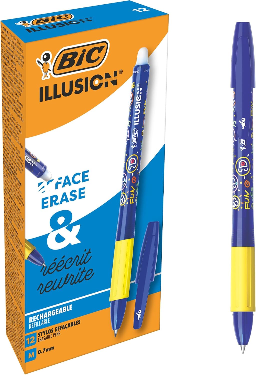 Detalle de BIC Illusion 516518 kulspetspennor, raderbara och påfyllningsbara, blått bläck