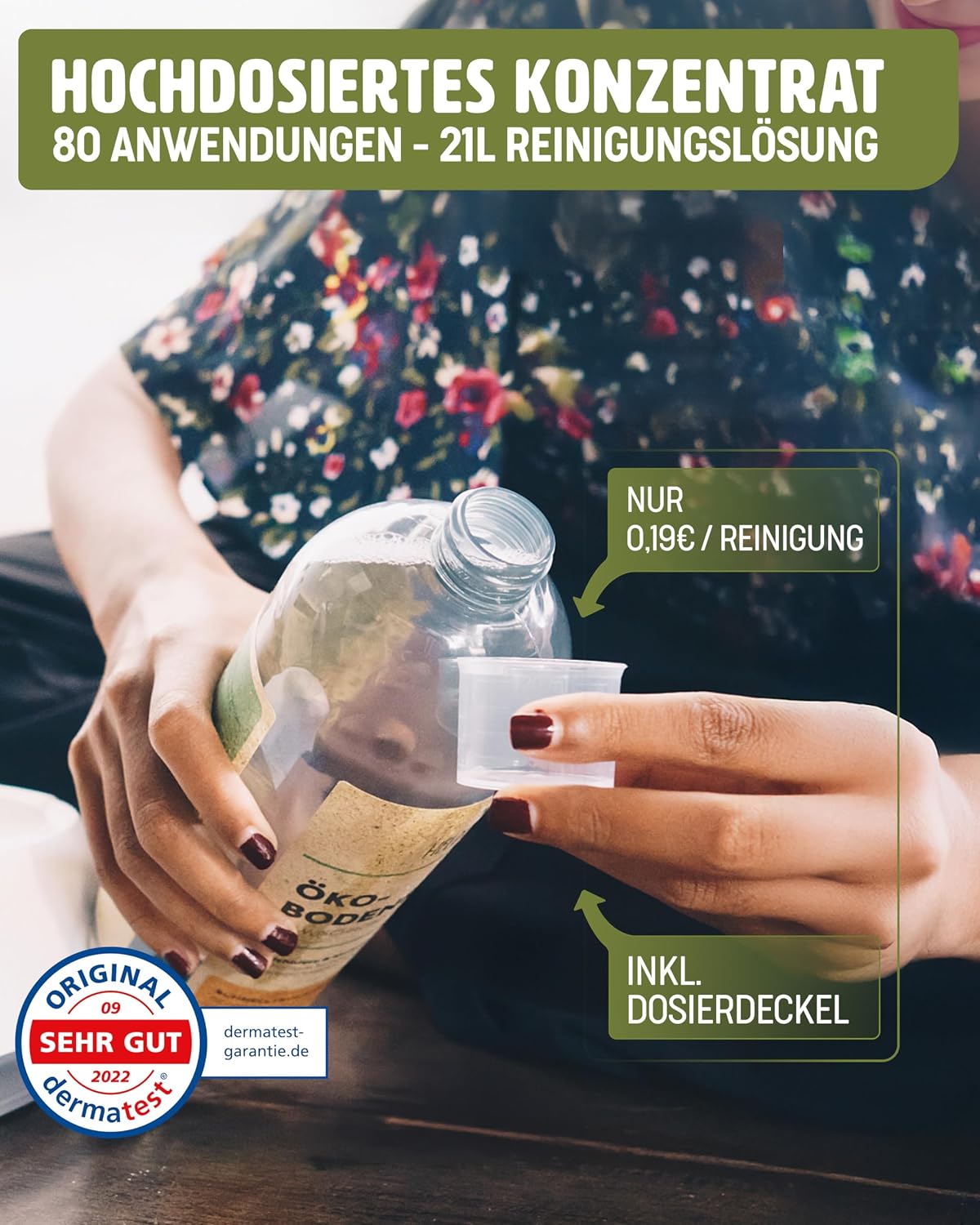 Detalle 2 de Heldengrün® Öko Bodenreiniger für Wischroboter Pfirsichblüte & Mandel – streifenfrei, schnelltrocknend & schaumarm