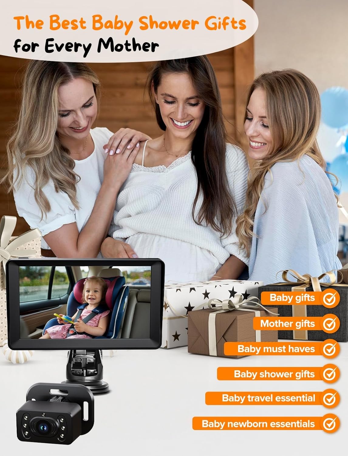 Thumbnail 6 de Kidsneed Baby Car Camera 7-Inch Monitor: 1080P Rear-Facing Dual Cameras for Safer Travel
