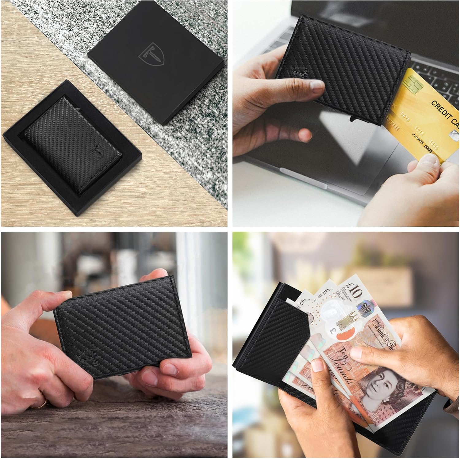 Detalle de TEEHON Porta Carte di Credito da Uomo e Donna | Portafoglio Slim RFID con ZIP e Chiusura Magnetica