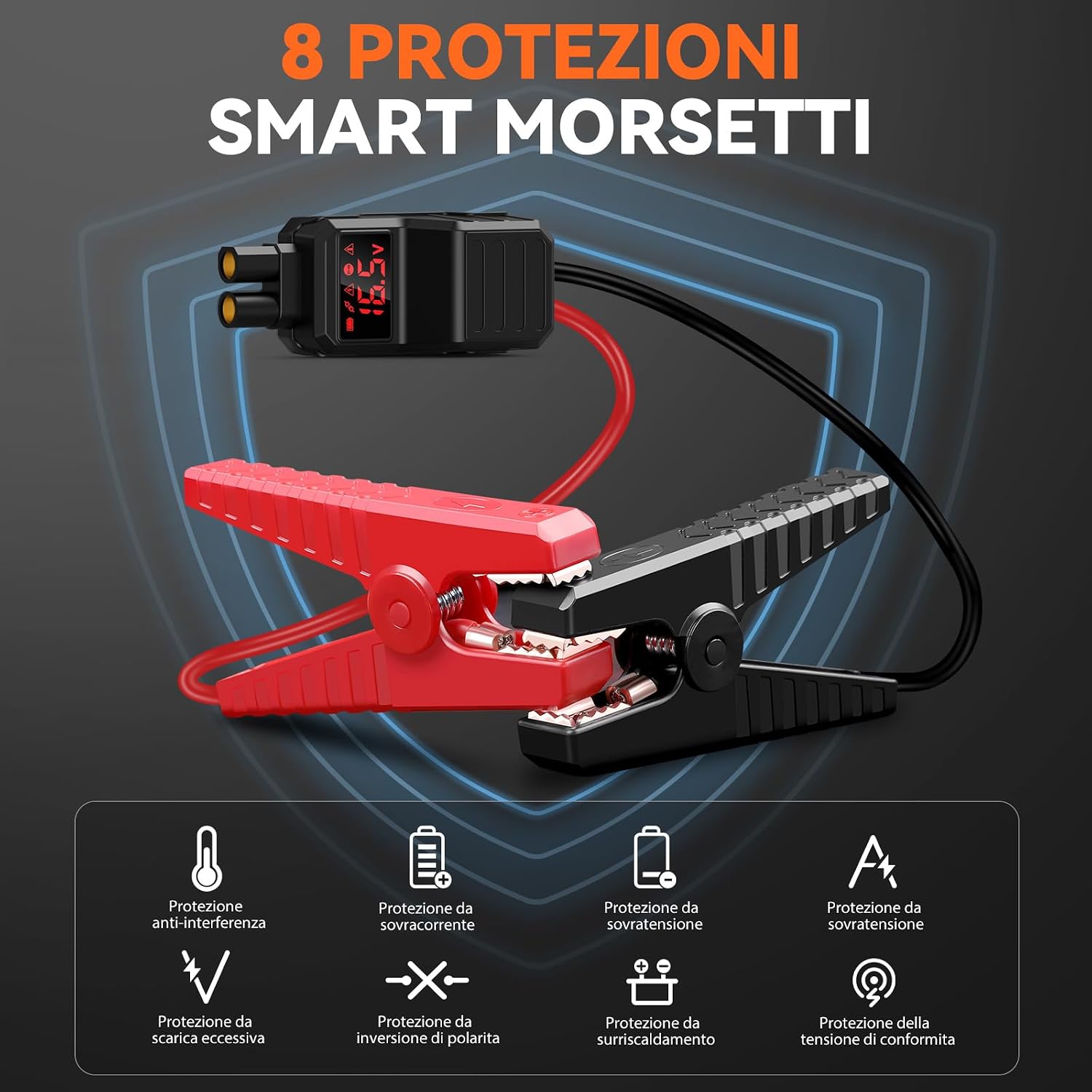 Detalle de ACEZUK Avviatore Batteria Auto M02 da 9000 A: Avvio di Emergenza per Auto, Moto e Oltre