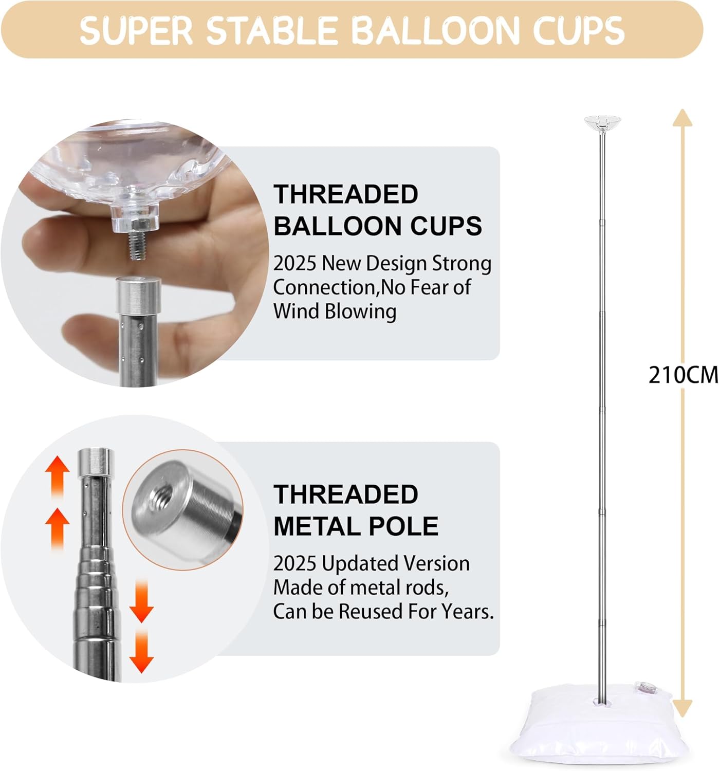 Thumbnail 2 de Toosci Upgraded Balloon Column Stand Kit, 7 Feet: Adjustable, Reusable Steel Telescopic Balloon Tower