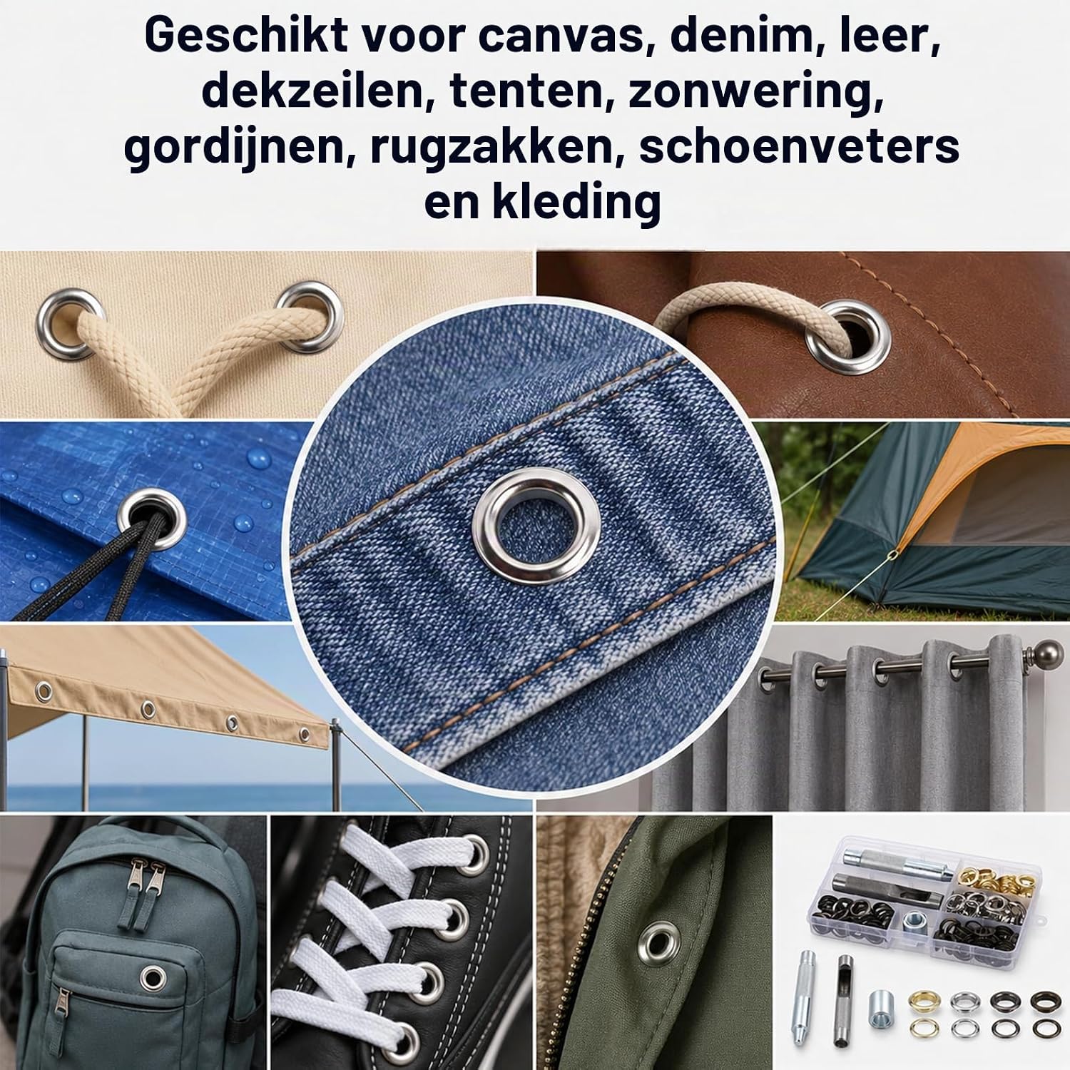 Thumbnail 5 de Zocipro HBT-D112 oogjestangset met 100 metalen ogen van 12 mm in 4 kleuren