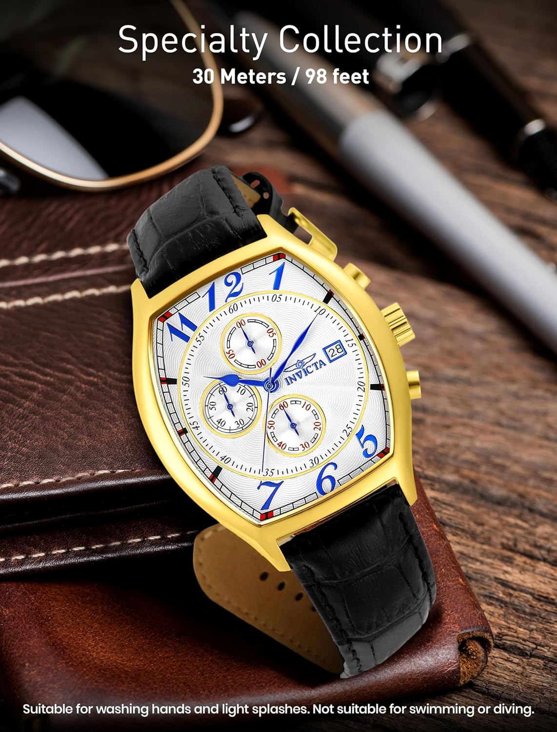 Detalle de Invicta Specialty 14330 Montre Homme — Étanche, analogique, quartz, acier inoxydable, cadran blanc, 43 mm