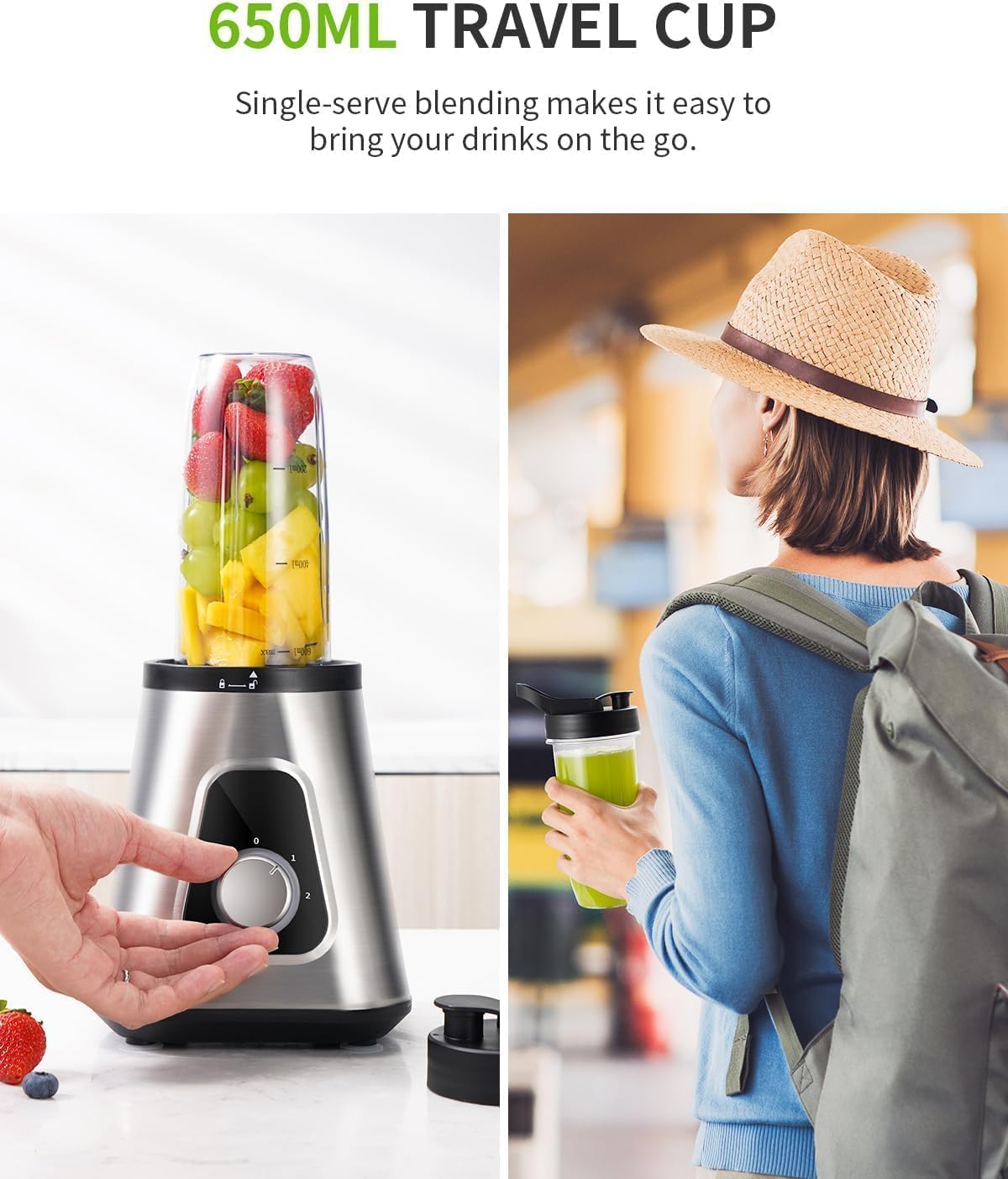 Detalle de GDOR 1200W Smoothie Blender 2-in-1