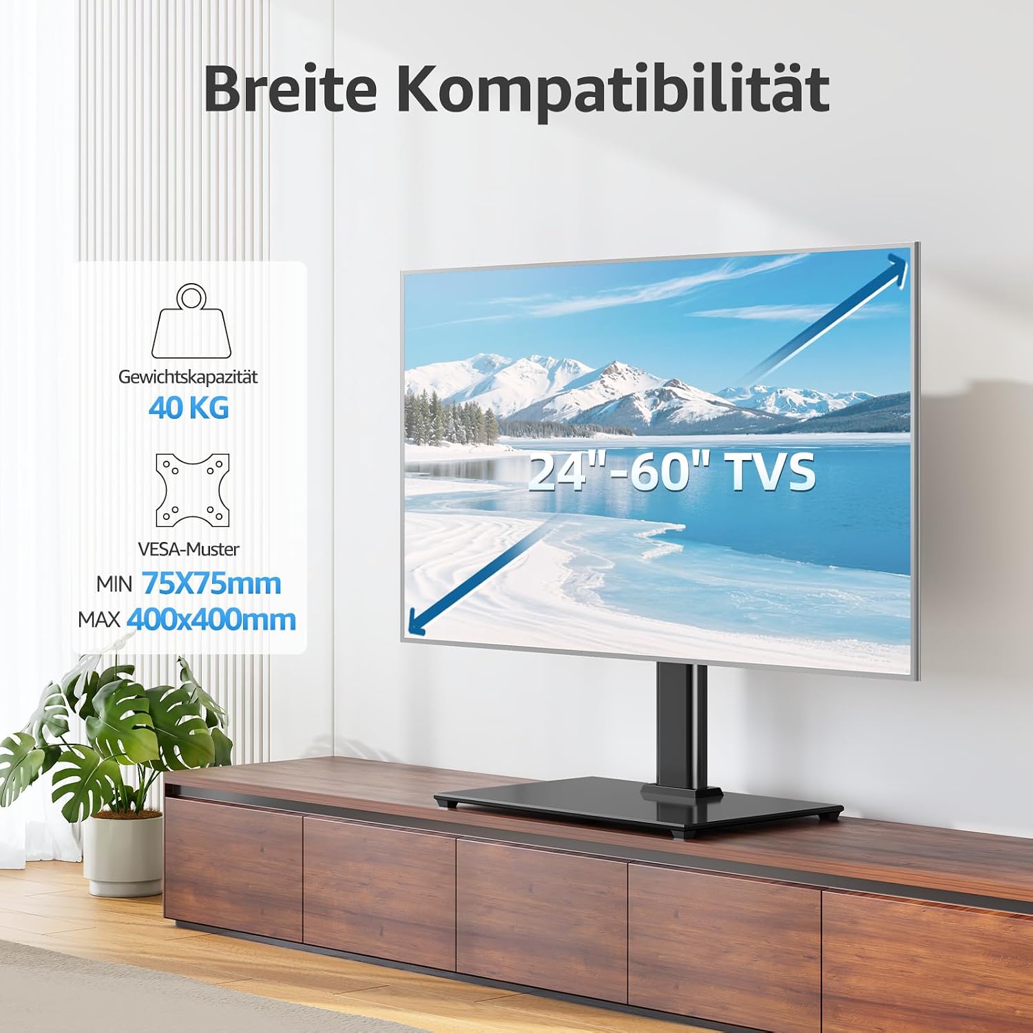 Thumbnail 1 de MOUNTUP TV Ständer Höhenverstellbar für 24–60 Zoll – robuster universeller TV-Ständerkauf mit Kabelmanagement