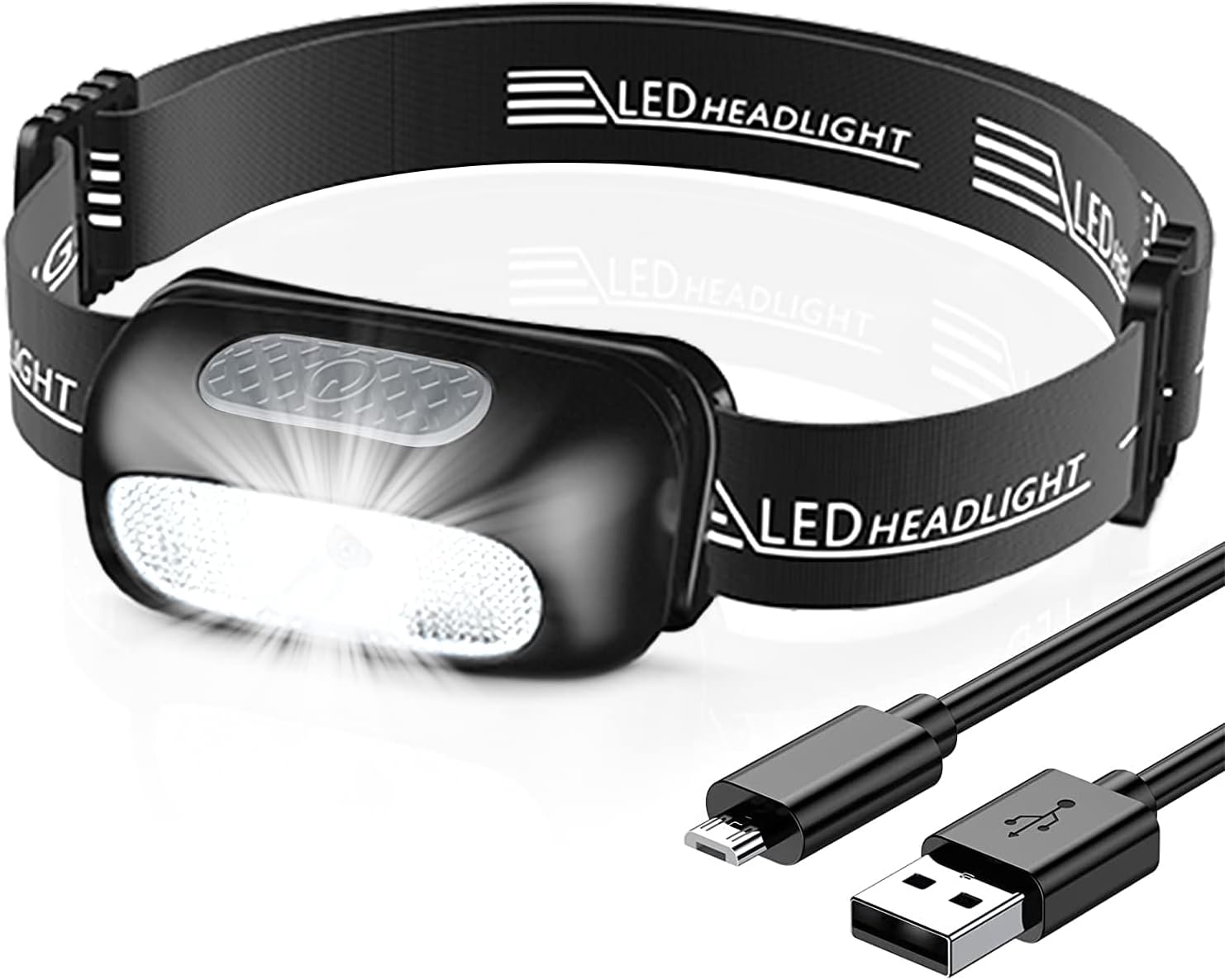 Detalle de CIRYCASE B7-1 oplaadbare led-hoofdlamp, rood-wit licht, IPX4, 5 standen