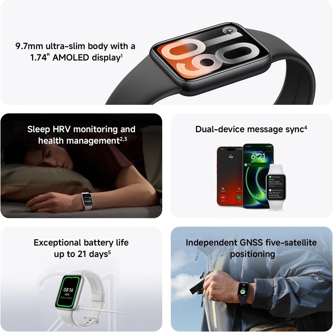 Detalle 2 de XIAOMI Smart Band 10 Pro: Fitness Tracker con display AMOLED da 1,74'', GNSS e autonomia fino a 21 giorni