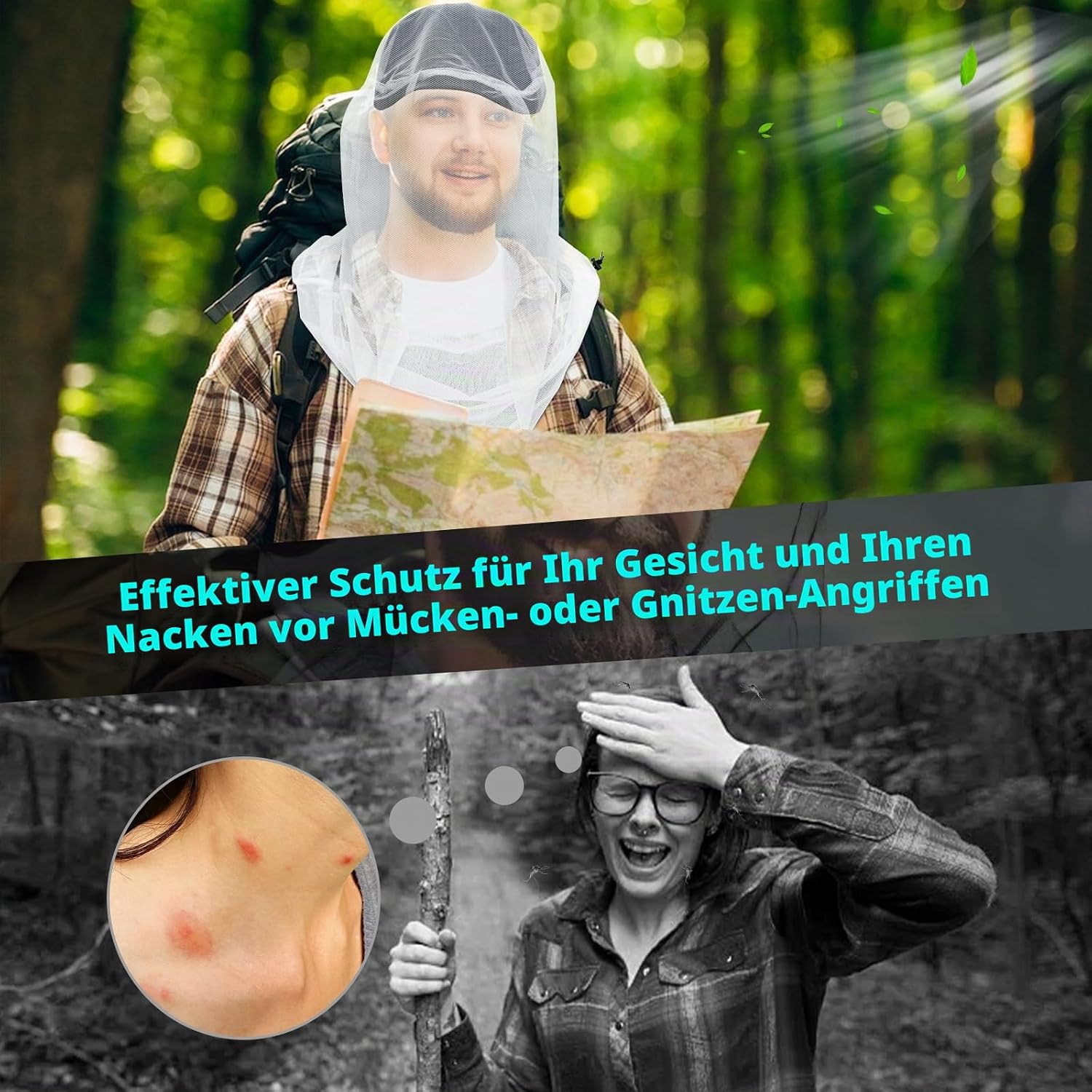 Thumbnail 1 de South to East Premium Moskito Kopfnetz für Insekten – 2er-Pack, Ultra groß, extra feine Löcher